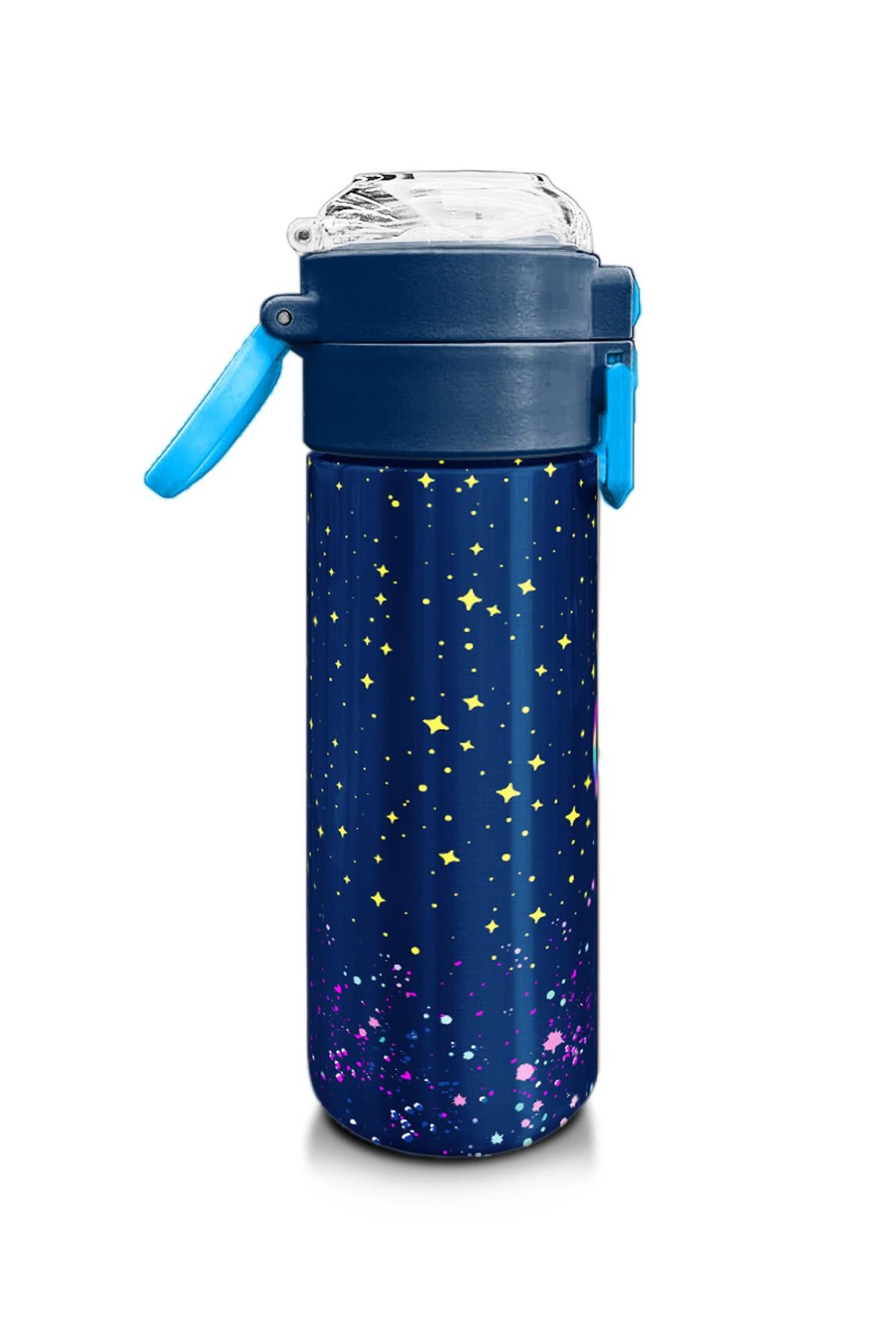 Coral High Kids Çok Renkli Lacivert Desenli Pipetli ve Direkt İçim Çelik Termos 500 ml 31848