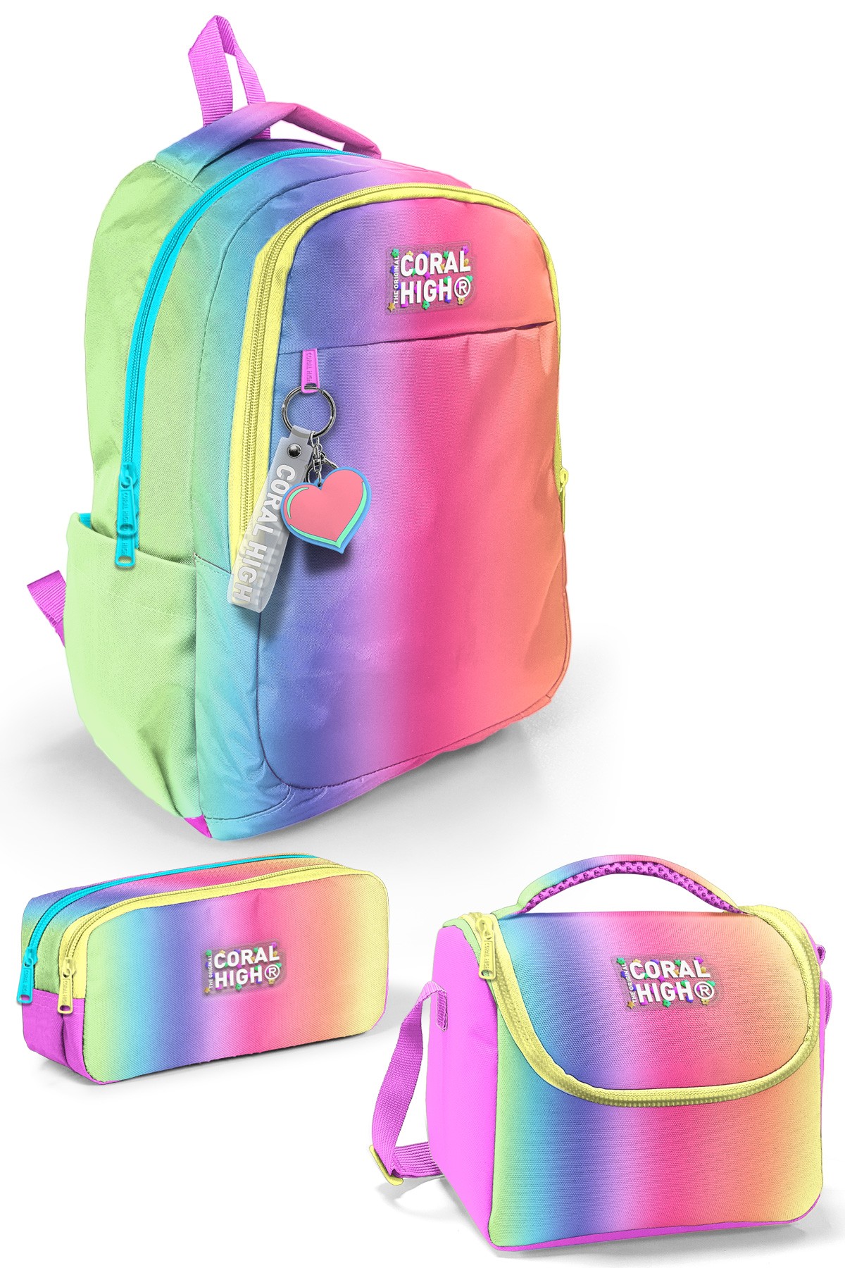 Coral High Kids Renk Geçişli Desenli 3’lü Okul Çanta Seti SET0123668