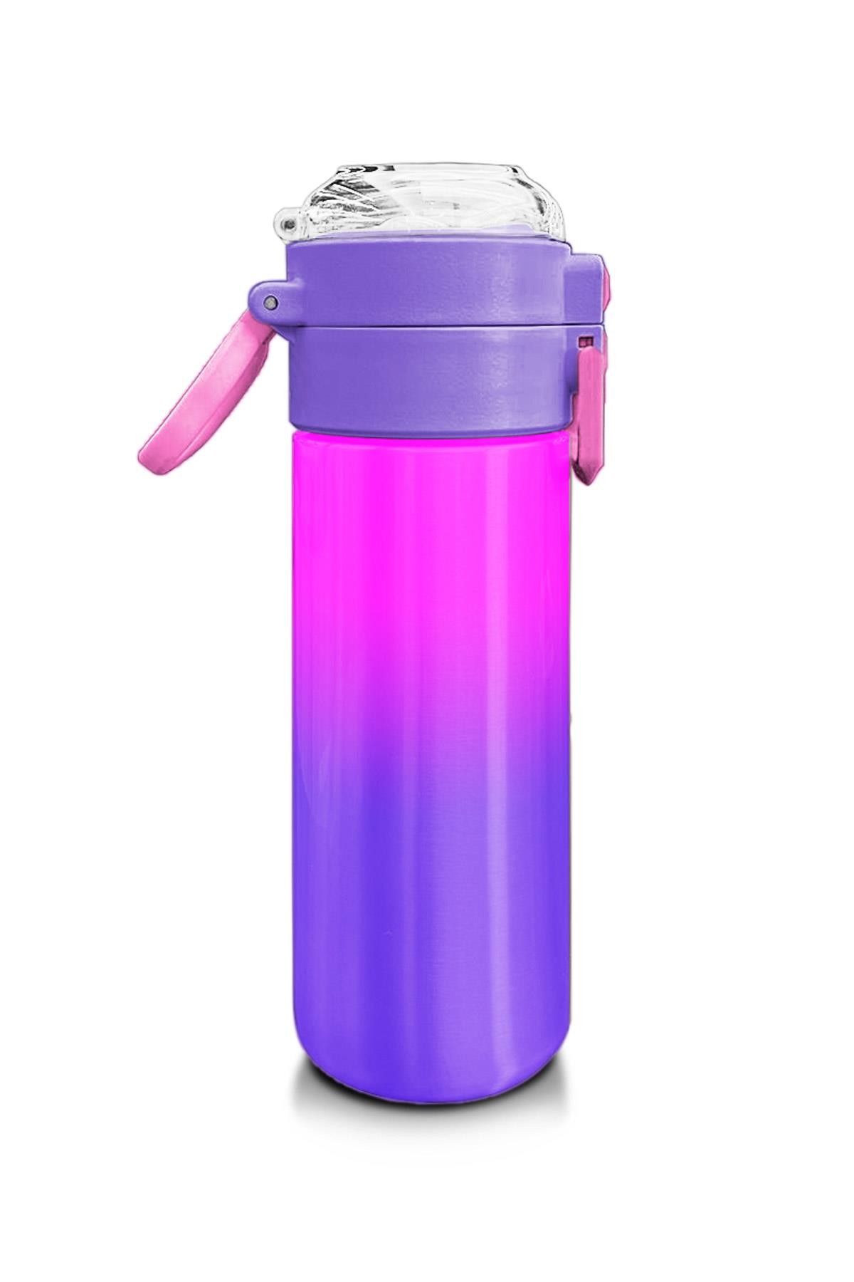 Coral High Kids Mor Renk Geçişli Desenli Pipetli ve Direkt İçim Çelik Termos 500 ml 31963