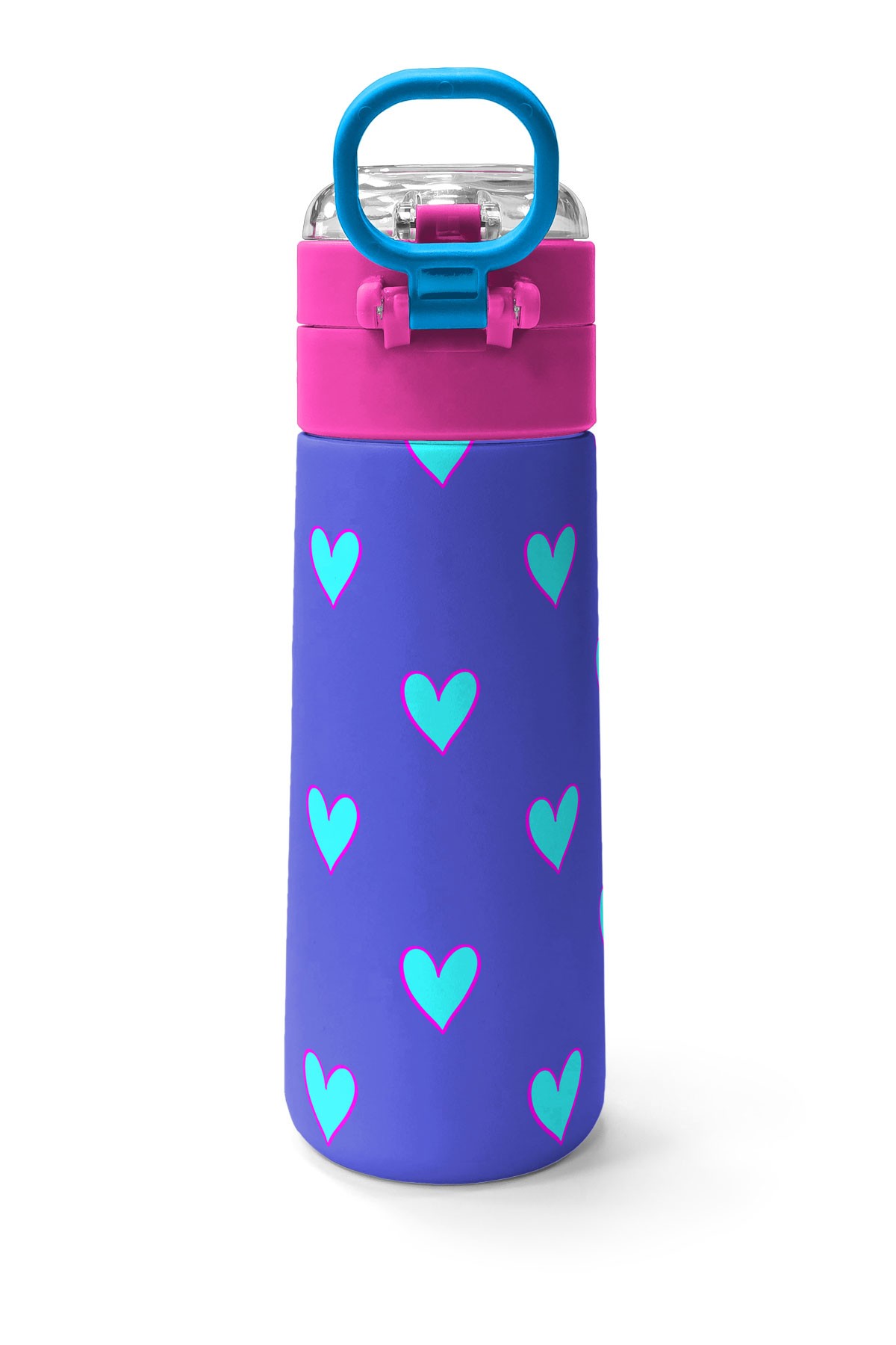 Coral High Kids Lavanta Pembe Kalp Desenli Pipetli ve Direkt İçim Çelik Termos 500 ml 31922