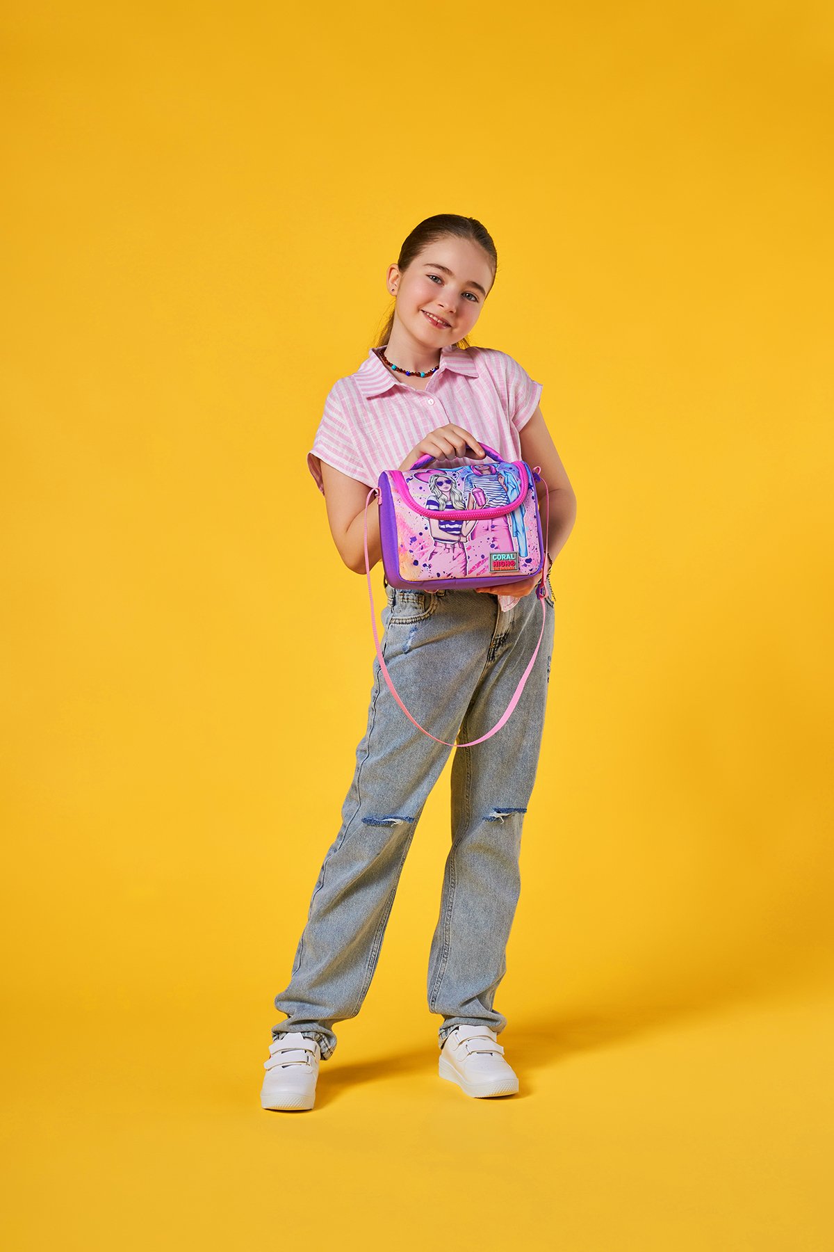 Coral High Kids Pembe Mor Fashion Girl Desenli Thermo Beslenme Çantası 11755