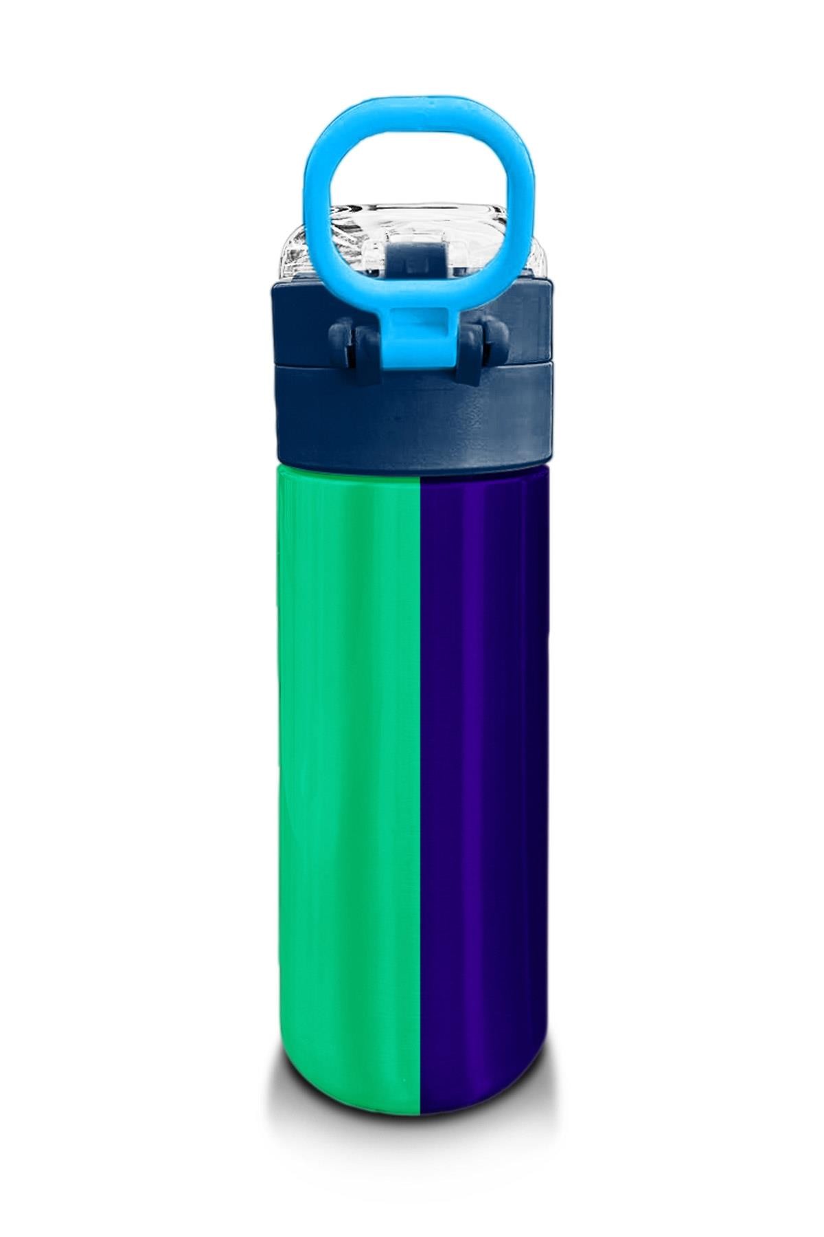 Coral High Kids Lacivert Mavi Çizgili Pipetli ve Direkt İçim Çelik Termos 500 ml 31997