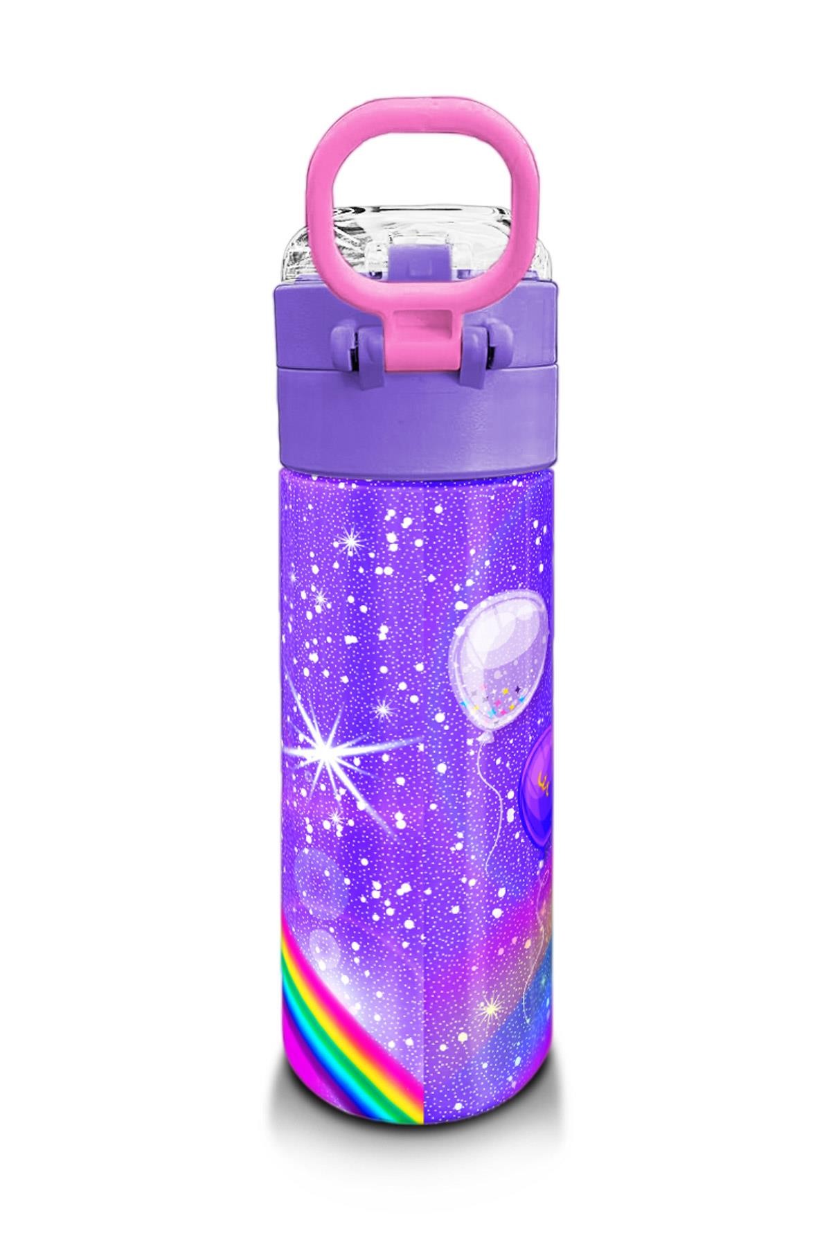 Coral High Kids Mor Unicorn Desenli Pipetli ve Direkt İçim Çelik Termos 500 ml 31837