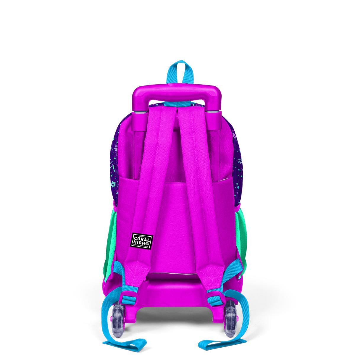 Coral High Kids Mor Pembe Kedi Desenli Çekçekli 3'lü Çanta Seti SET0123932