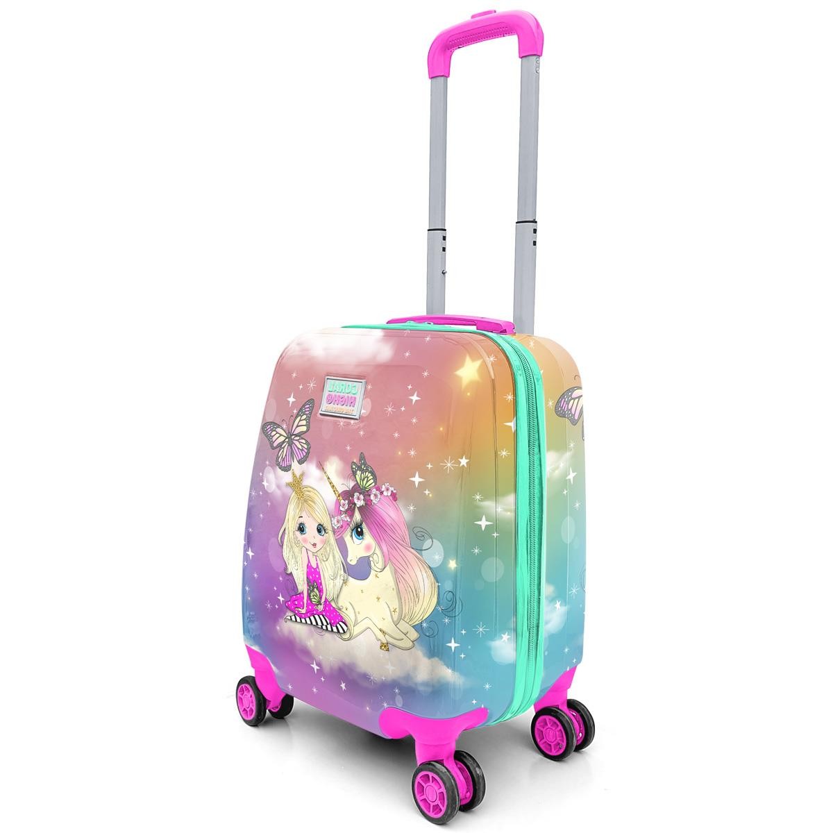 Coral High Kids Pembe Su Yeşili Unicornlu Kız Desenli Çocuk Valizi 16704
