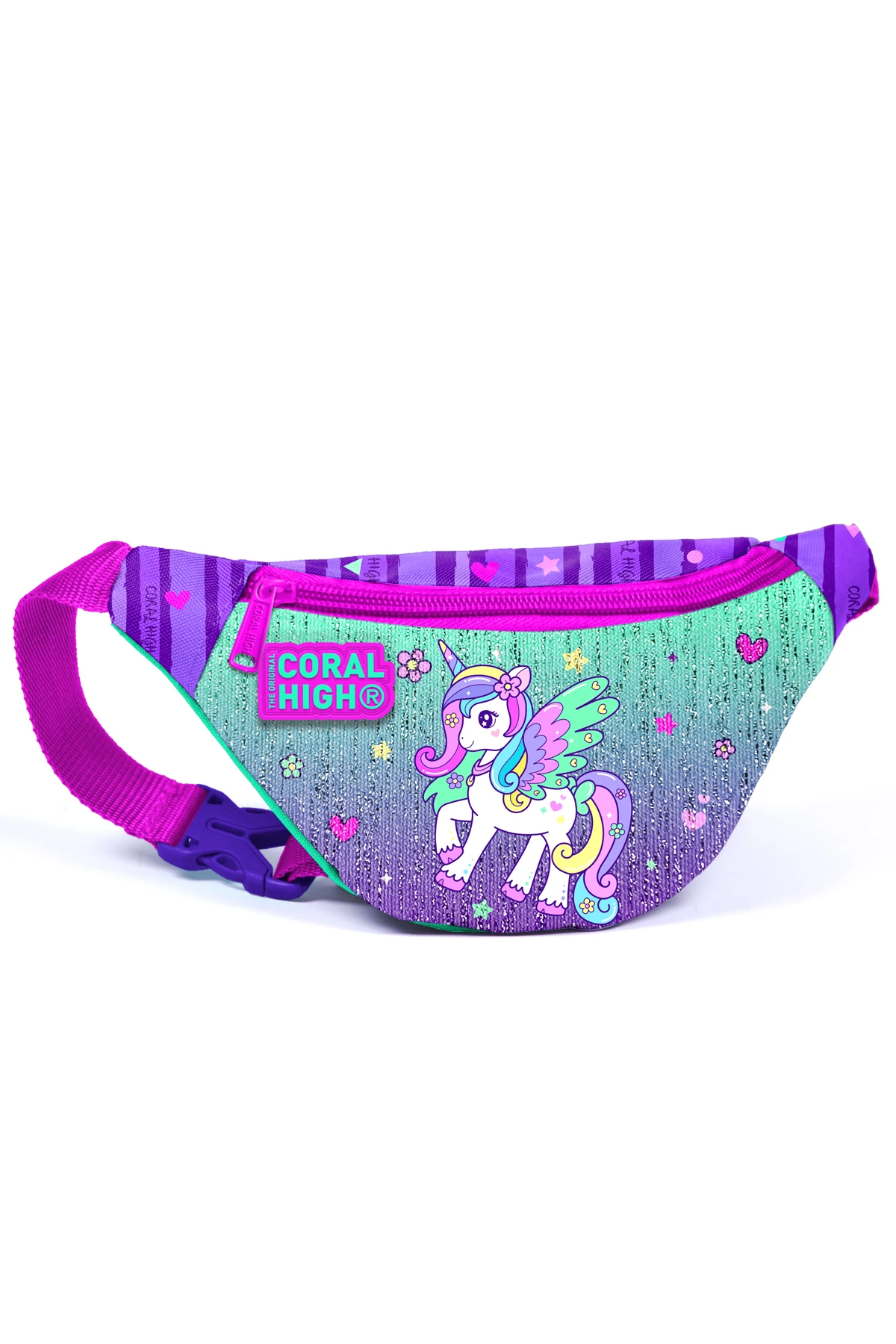 Coral High Kids Mor Su Yeşili Unicorn Desenli Bel Çantası 12641