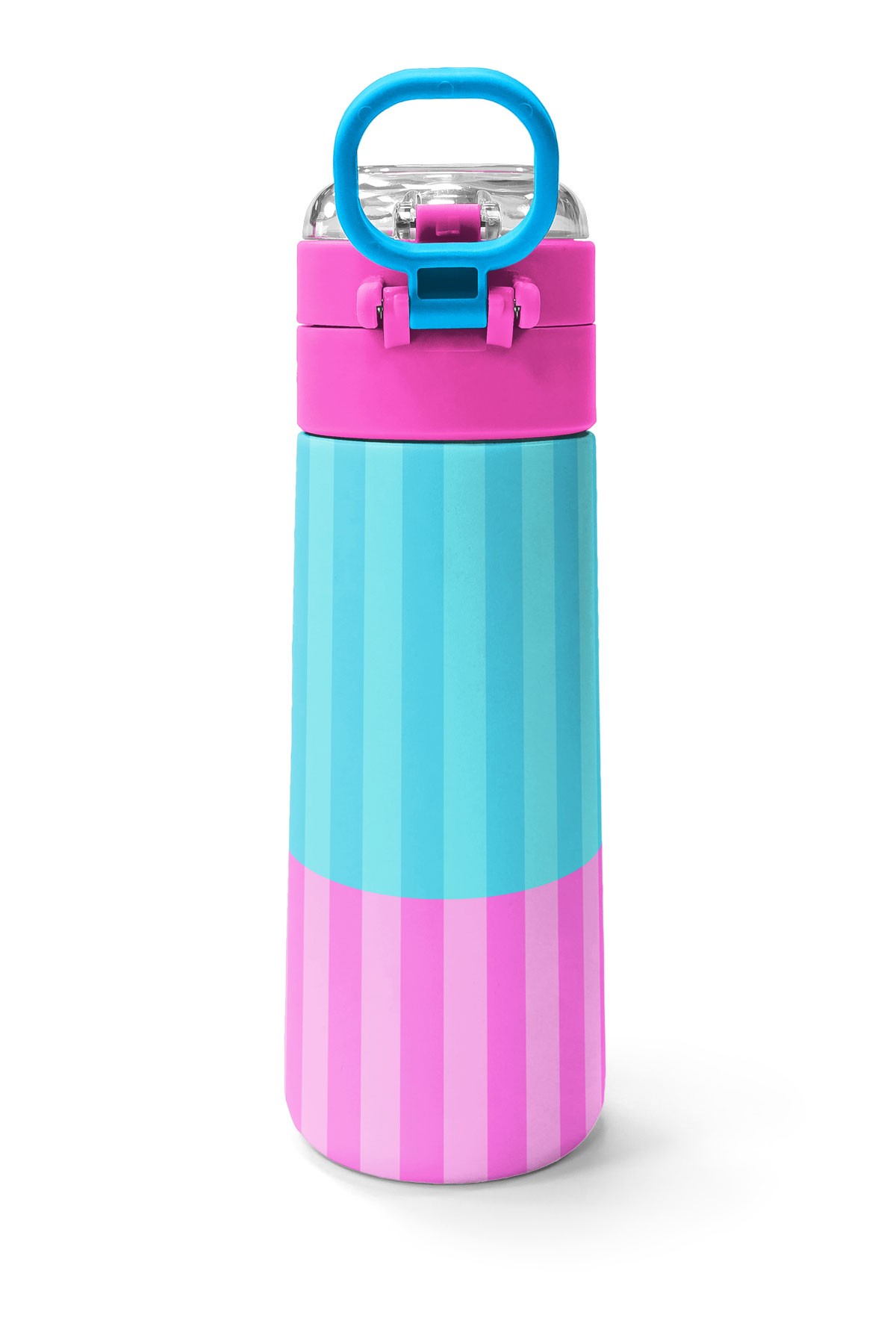 Coral High Kids Renkli Çizgili Desenli Pipetli ve Direkt İçim Çelik Termos 500 ml 31987