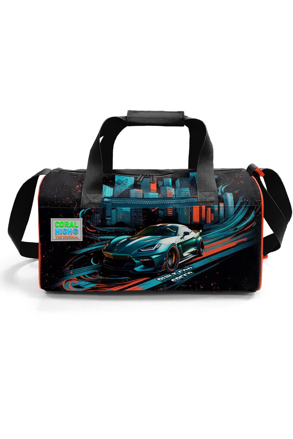 Coral High Siyah Nefti Yarış Arabası Desenli Spor Çantası 27516