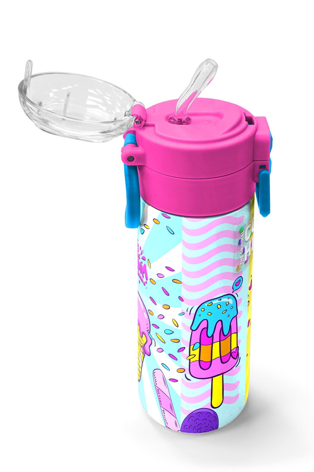 Coral High Kids Mixed Dondurma Desenli Pipetli ve Direkt İçim Çelik Termos 500 ml 31809