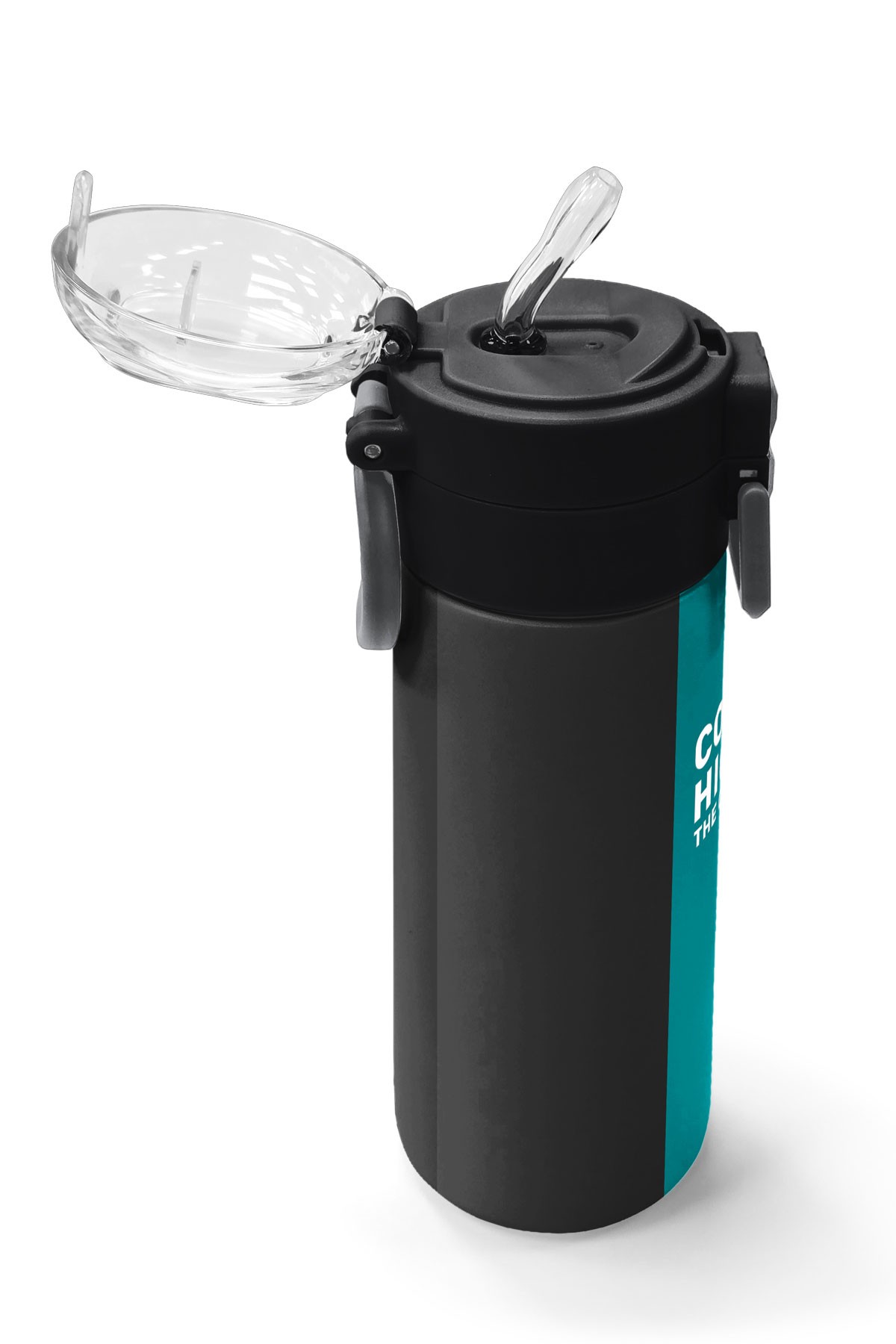 Coral High Kids Renkli Çizgili Desenli Pipetli ve Direkt İçim Çelik Termos 500 ml 31896