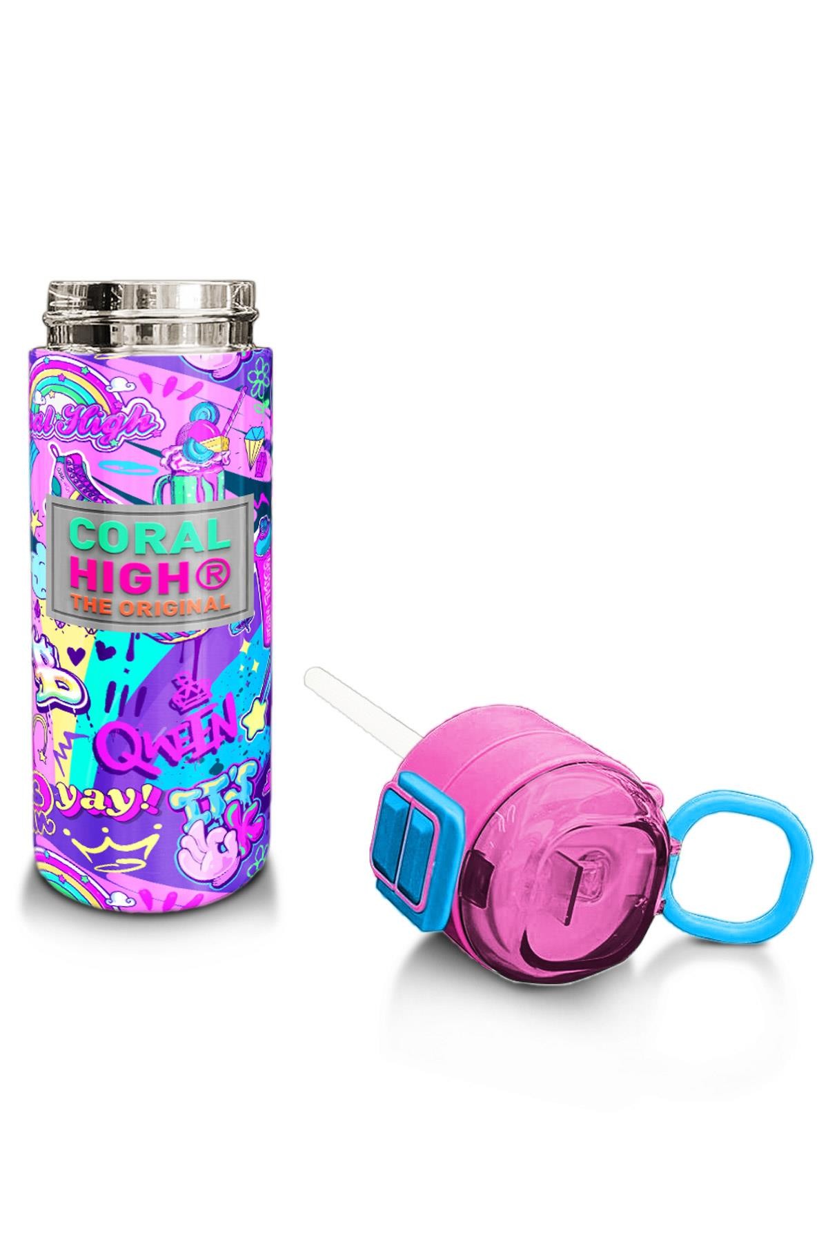 Coral High Kids Grafiti Desenli Pipetli ve Direkt İçim Çelik Termos 500 ml 31961