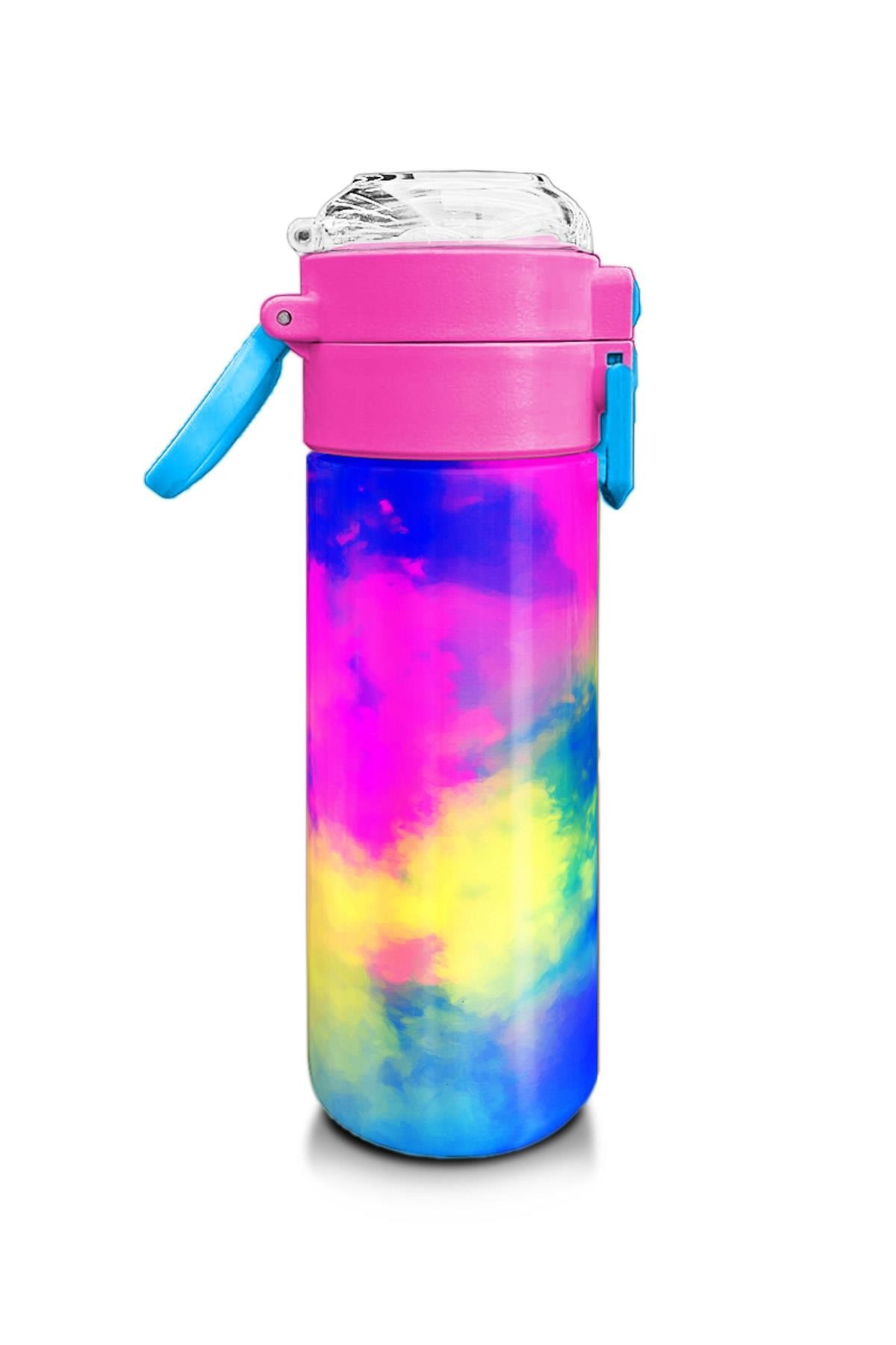 Coral High Kids Renkli Batik Desenli Pipetli ve Direkt İçim Çelik Termos 500 ml 31958