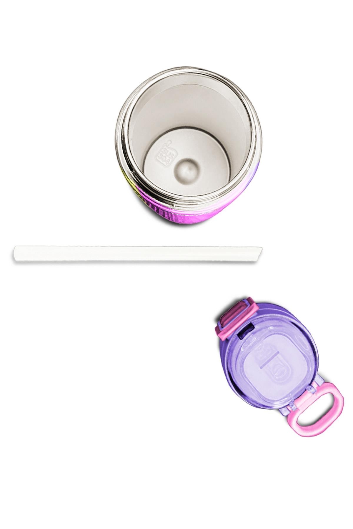 Coral High Kids Çok Renkli Desenli Pipetli ve Direkt İçim Çelik Termos 500 ml 31876
