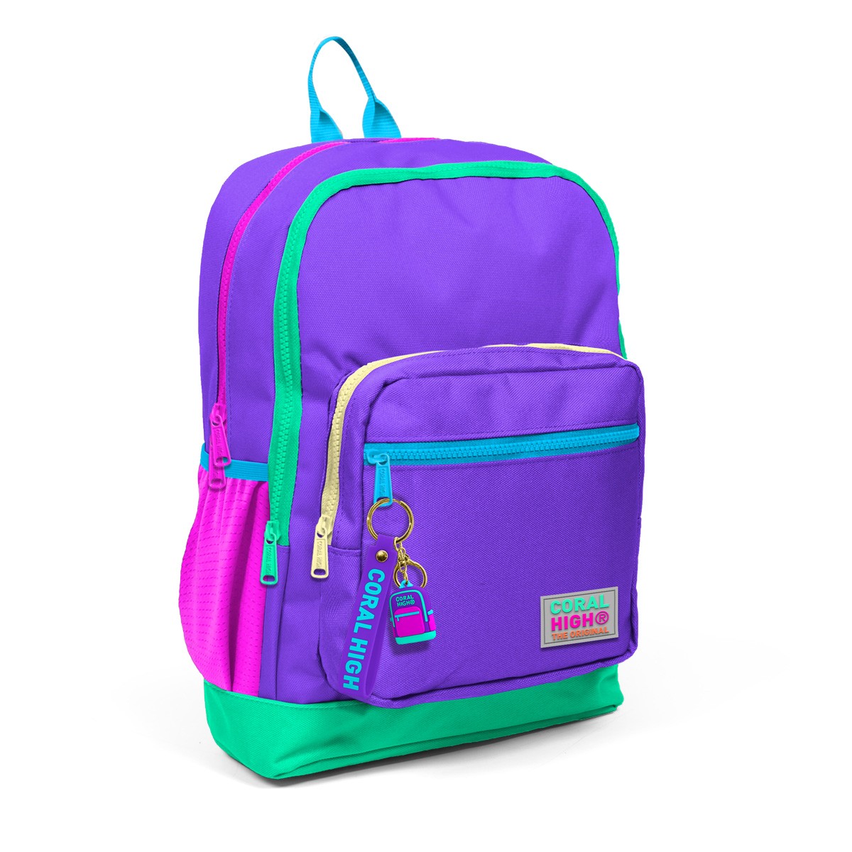 Coral High Kids Mor Renk Detaylı Dört Bölmeli USB Şarjlı Kulaklık Çıkışlı Okul Sırt Çantası 23834