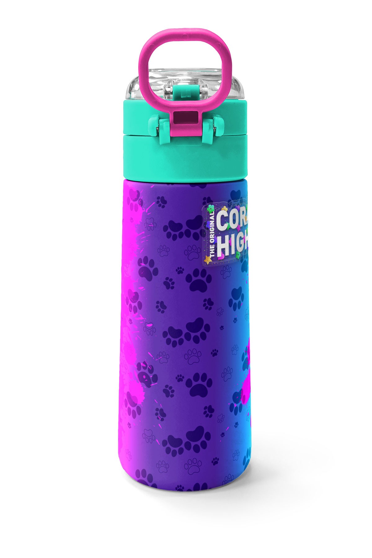 Coral High Kids Mor Pembe Köpek Desenli Pipetli ve Direkt İçim Çelik Termos 500 ml 31813