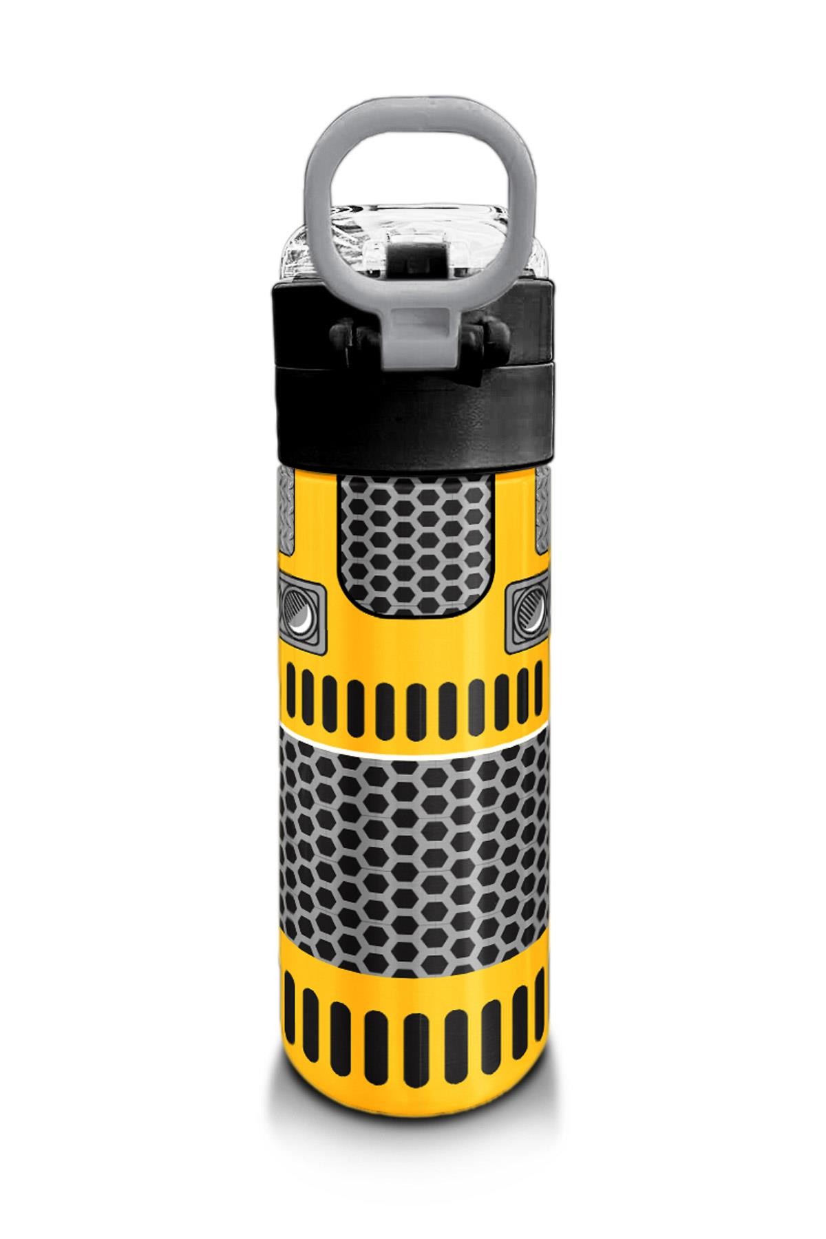 Coral High Kids Sarı Siyah Robot Desenli Pipetli ve Direkt İçim Çelik Termos 500 ml 31862