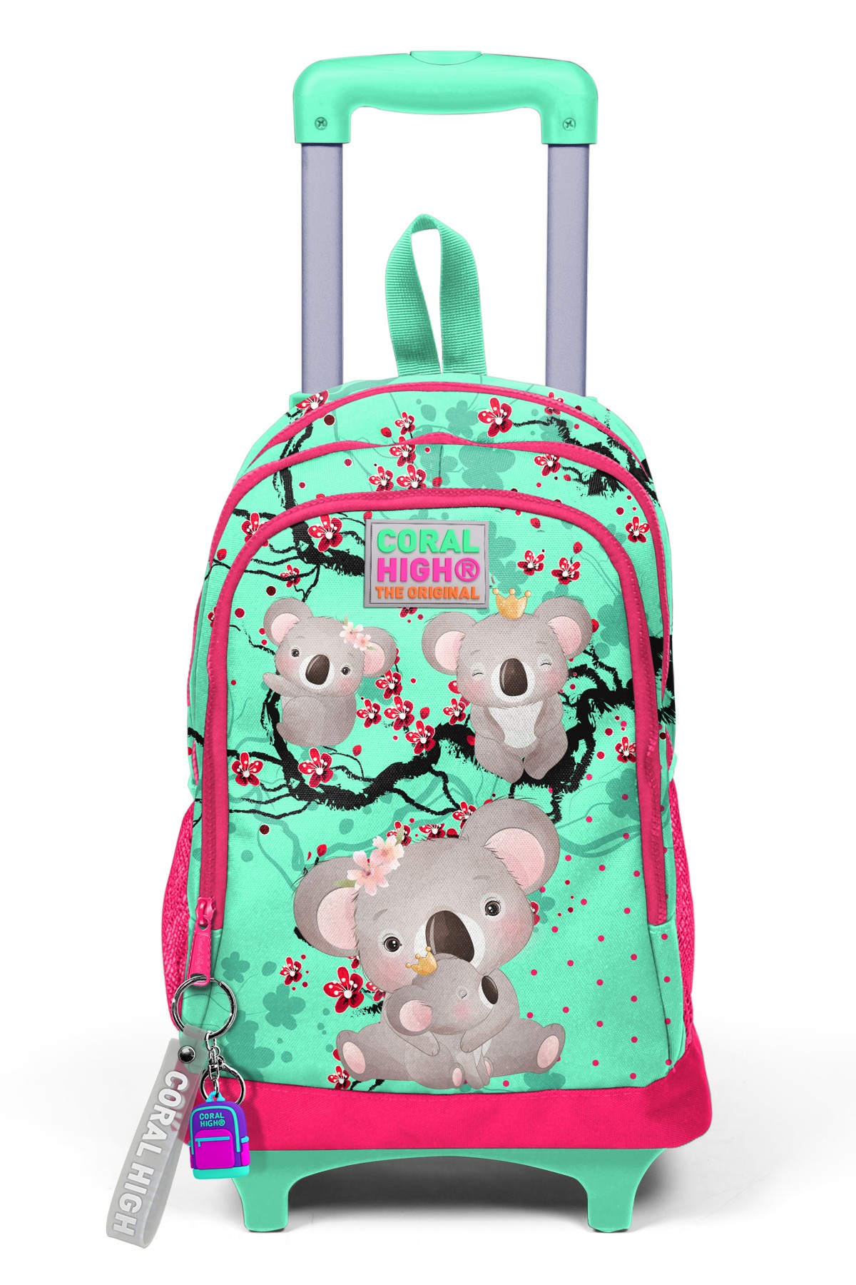 Coral High Kids Su Yeşilİ Neon Mercan Koala Desenli Üç Bölmeli Çekçekli Okul Sırt Çantası 23913