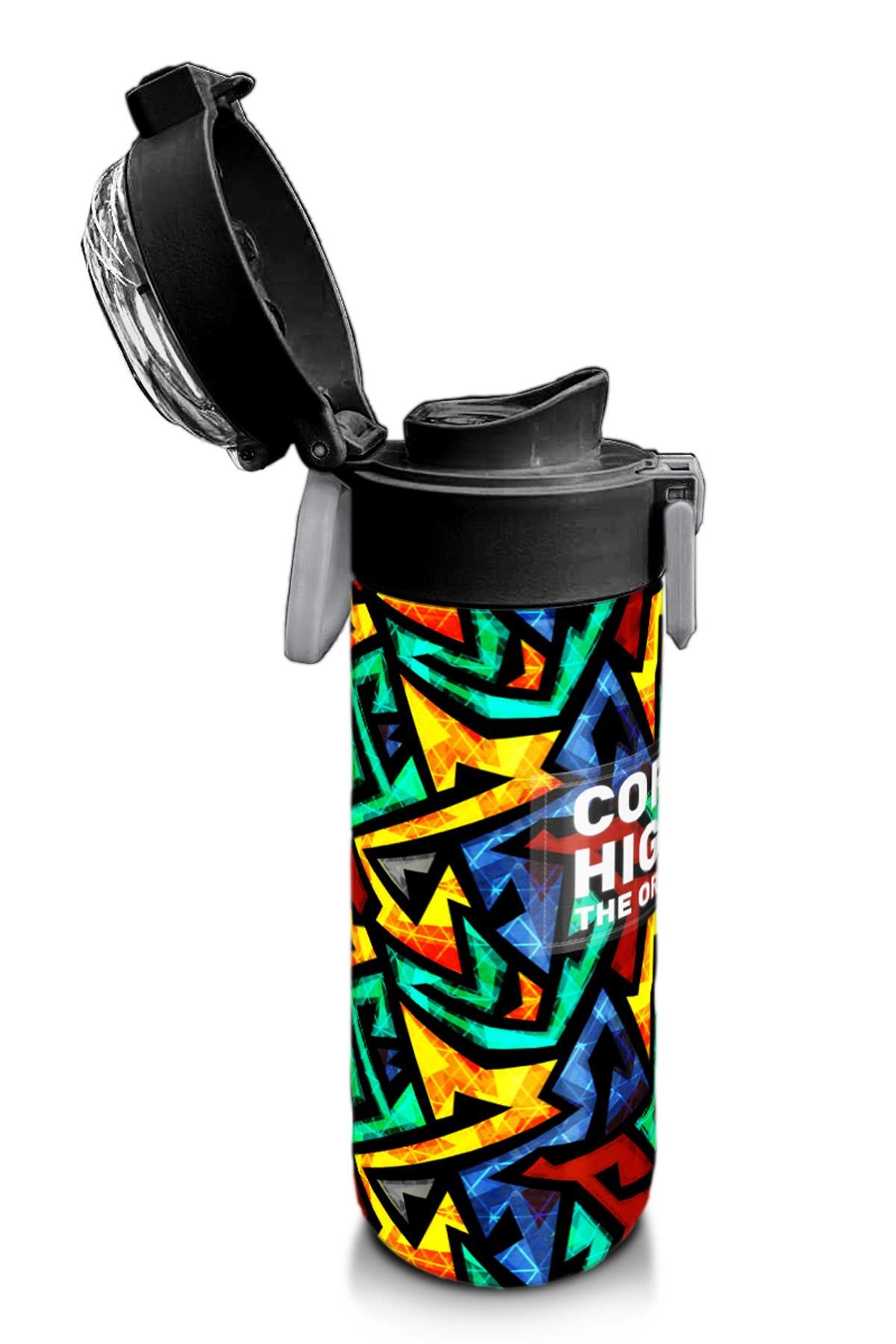 Coral High Kids Siyah Grafiti Desenli Pipetli ve Direkt İçim Çelik Termos 500 ml 31847