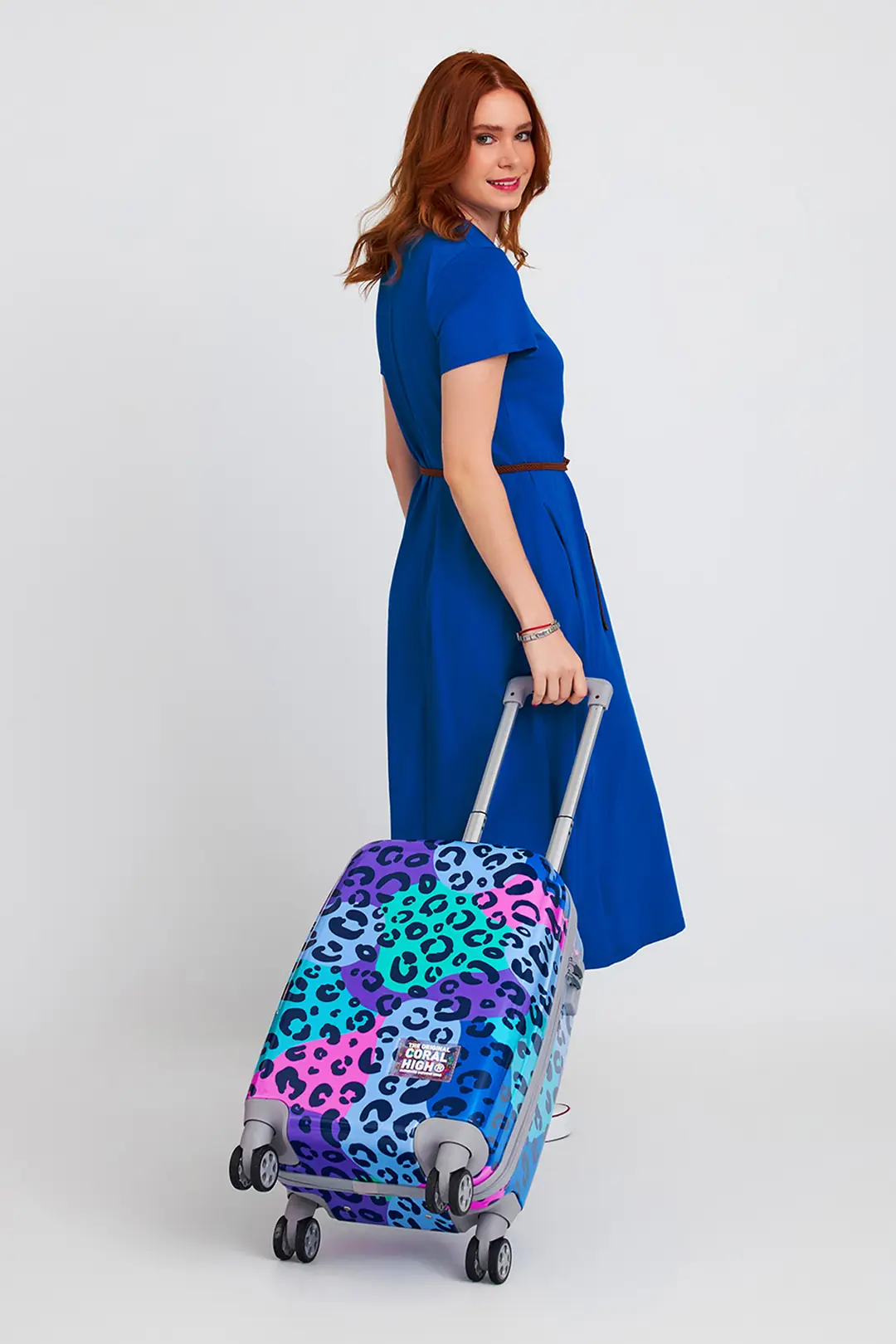 Coral High Leopard Patterned Cabin Size Suitcase (50cm) 16542