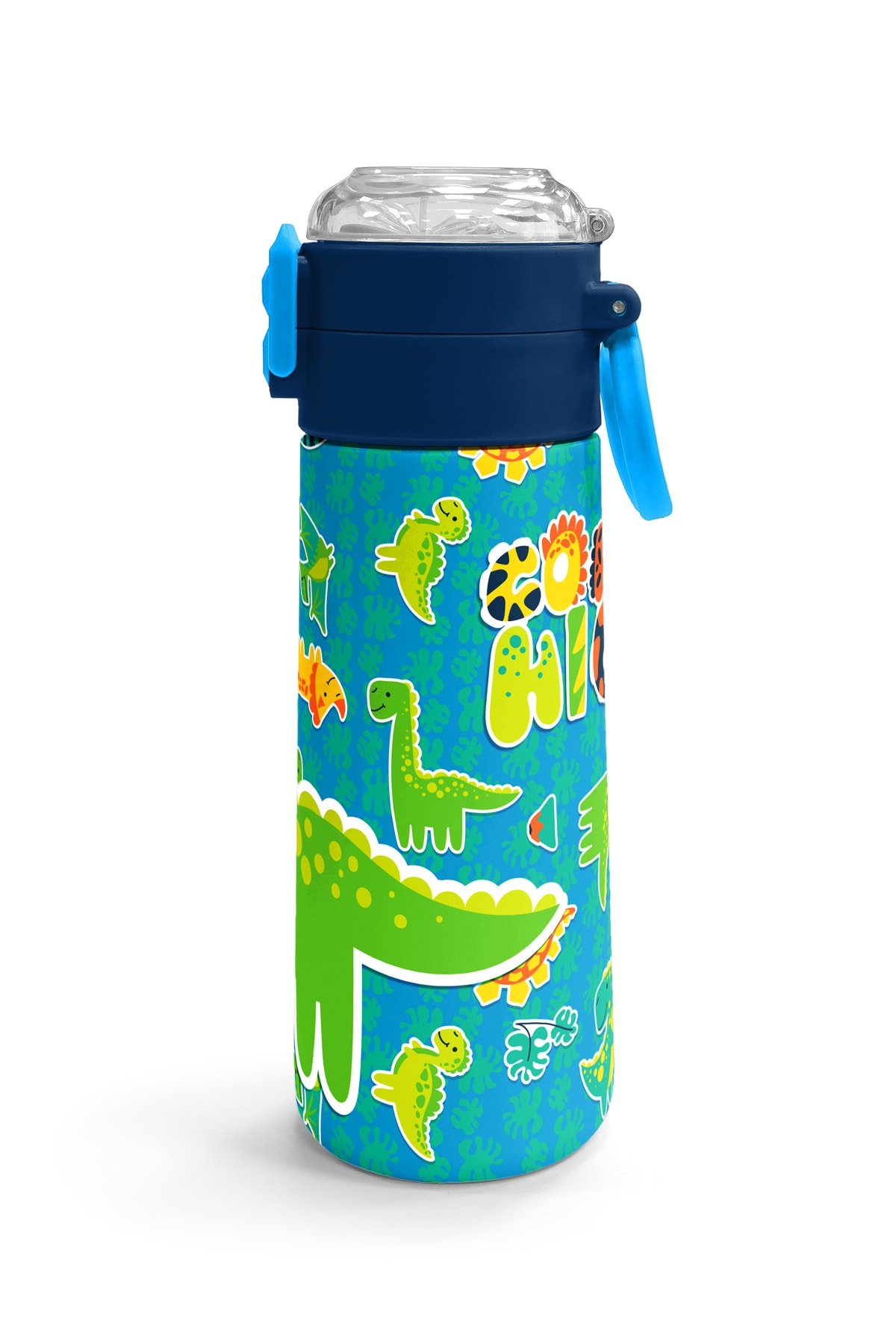 Coral High Kids Mavi Yeşil Dinozor Desenli Pipetli ve Direkt İçim Çelik Termos 500 ml 31798