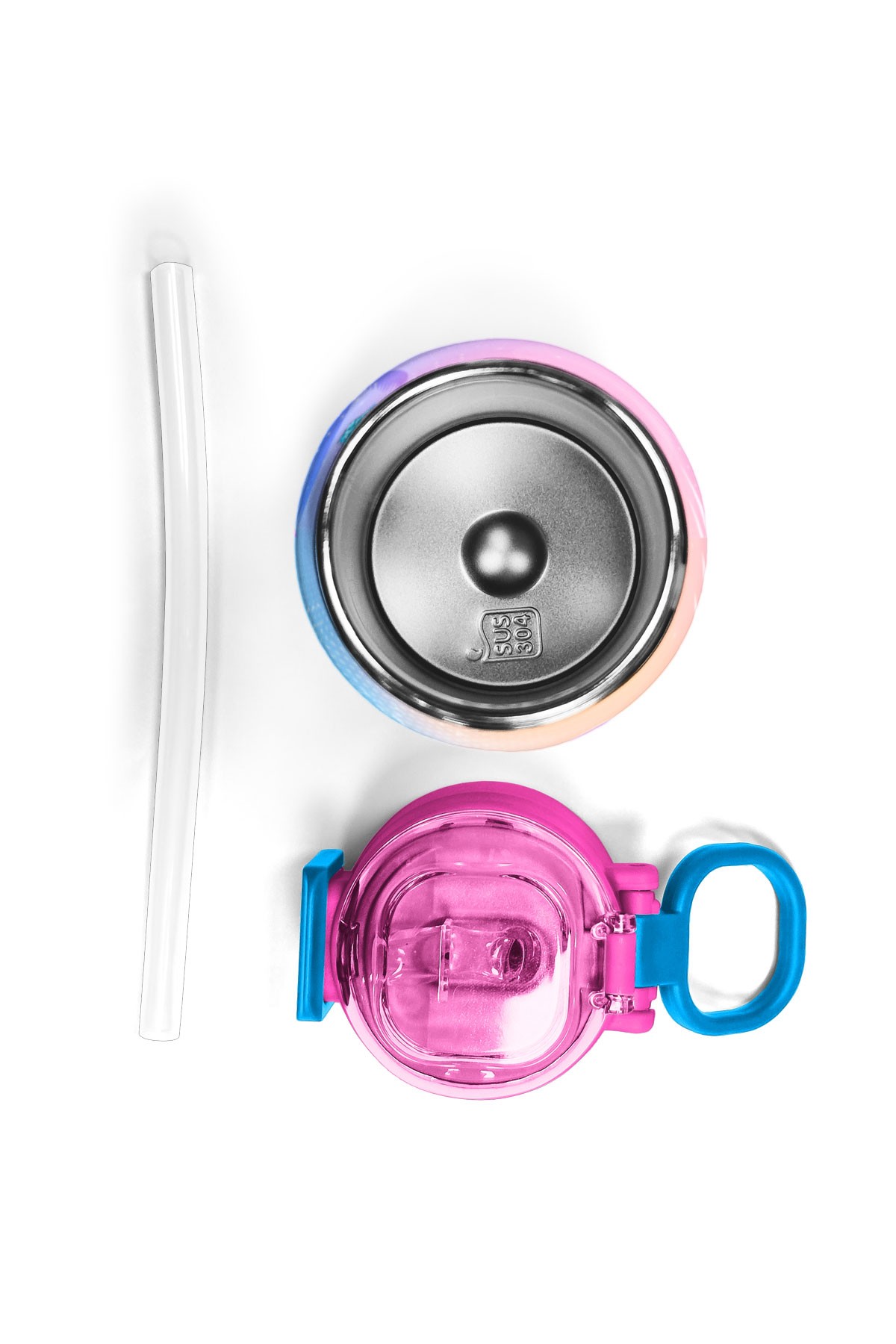 Coral High Kids Lavanta Pembe Flamingo Desenli Pipetli ve Direkt İçim Çelik Termos 500 ml 31921
