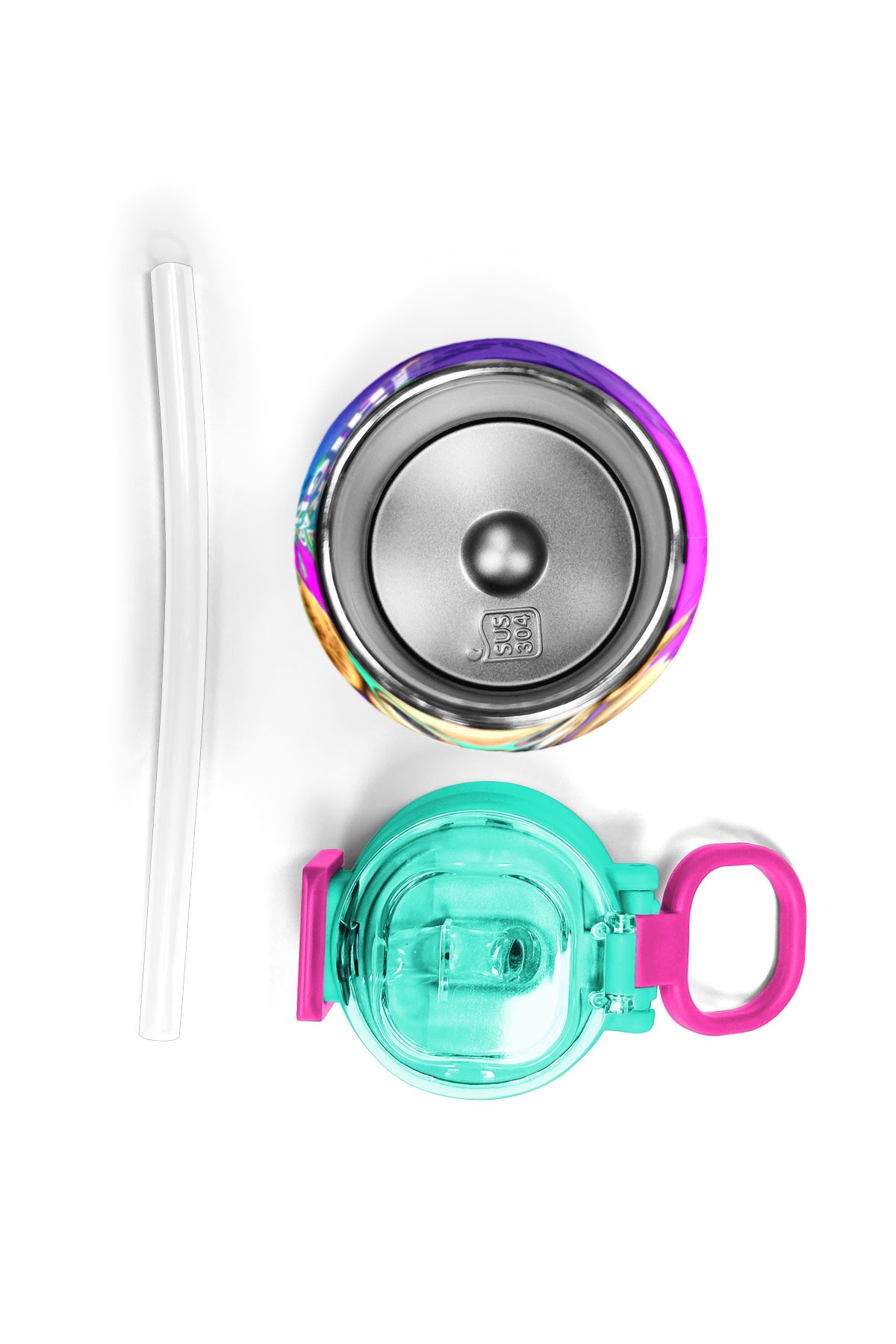 Coral High Kids Mor Pembe Köpek Desenli Pipetli ve Direkt İçim Çelik Termos 500 ml 31813