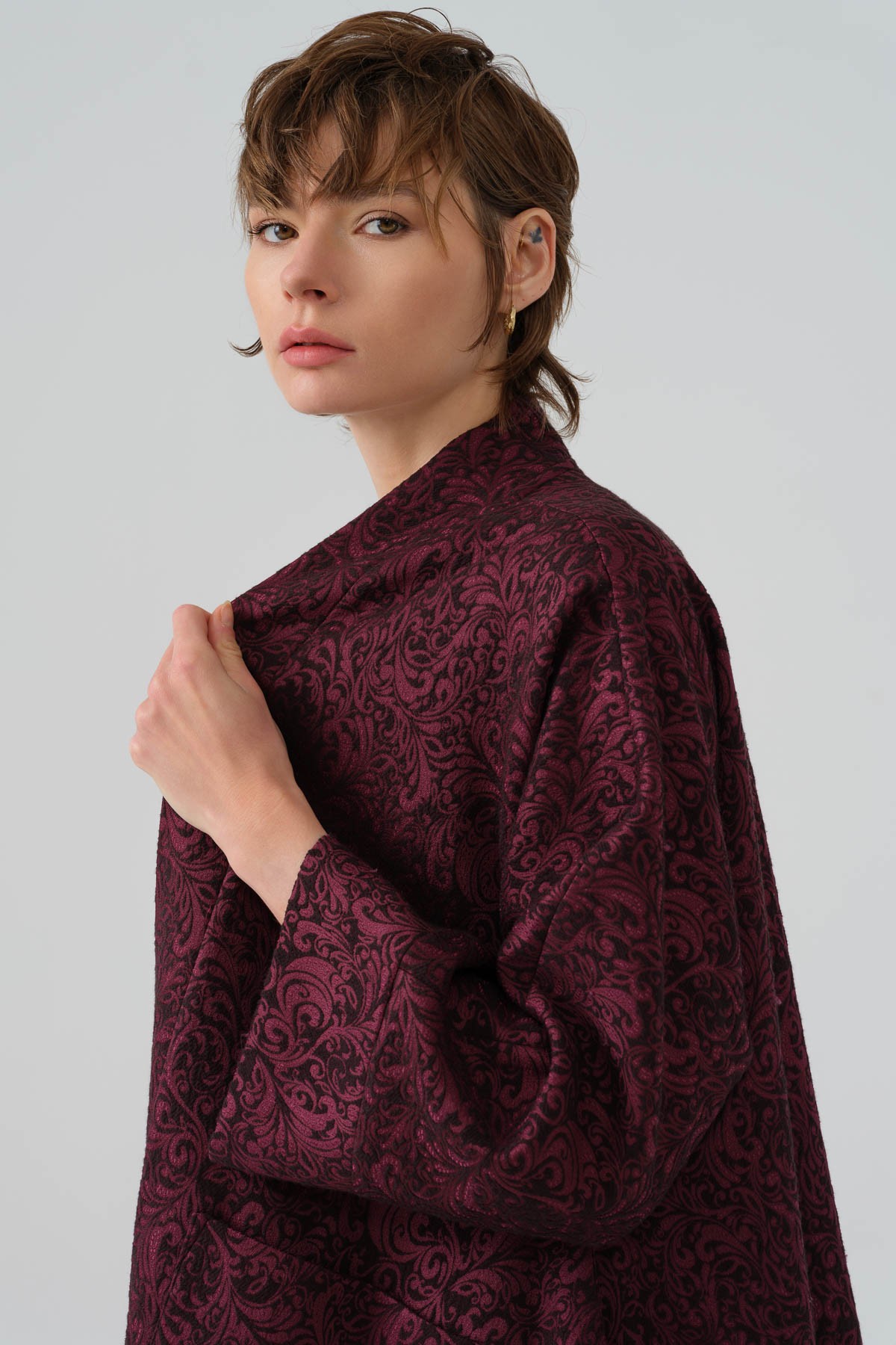 Burgundy  Patterned Jacket