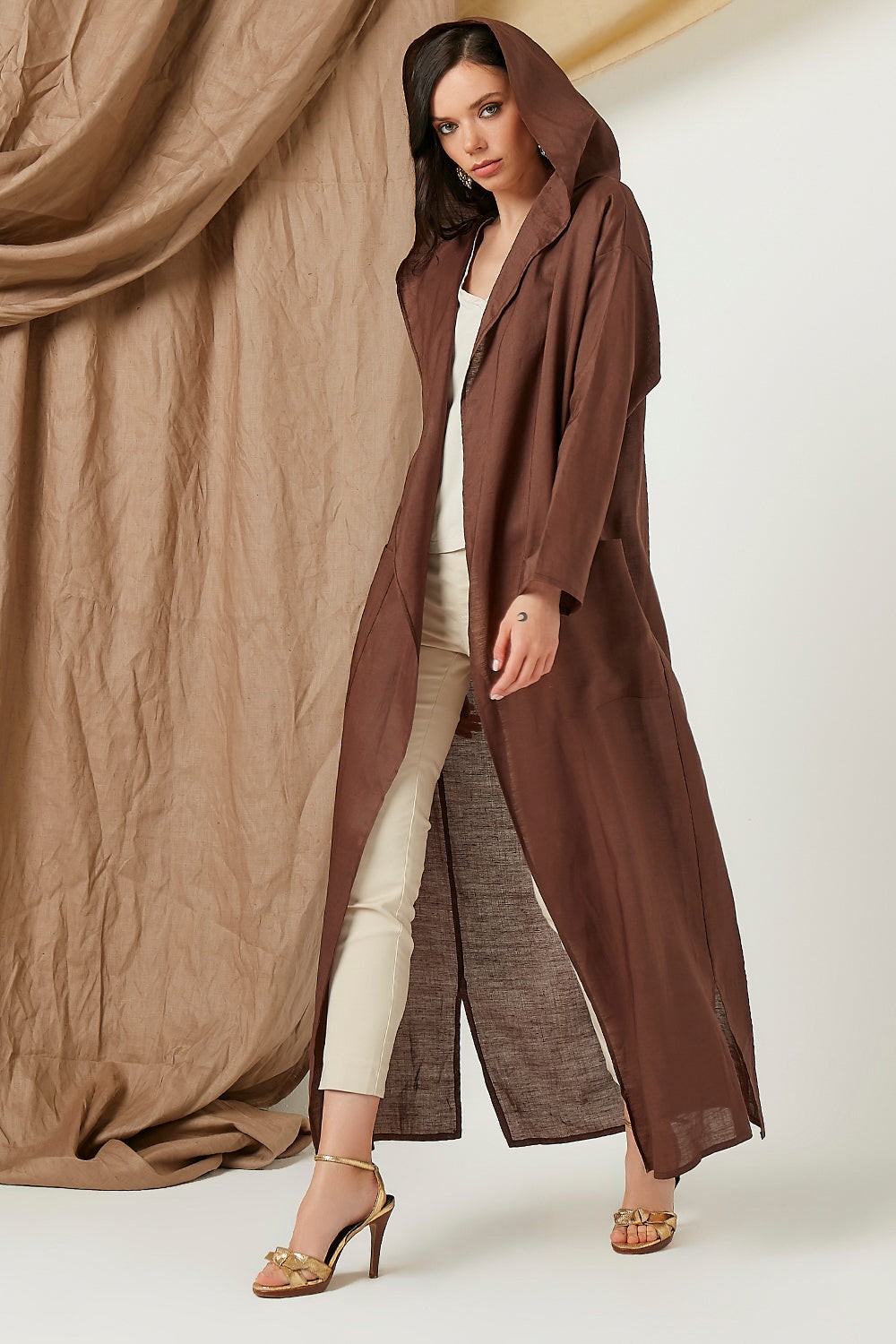 Chocolate  Brown  Hooded Kaftan