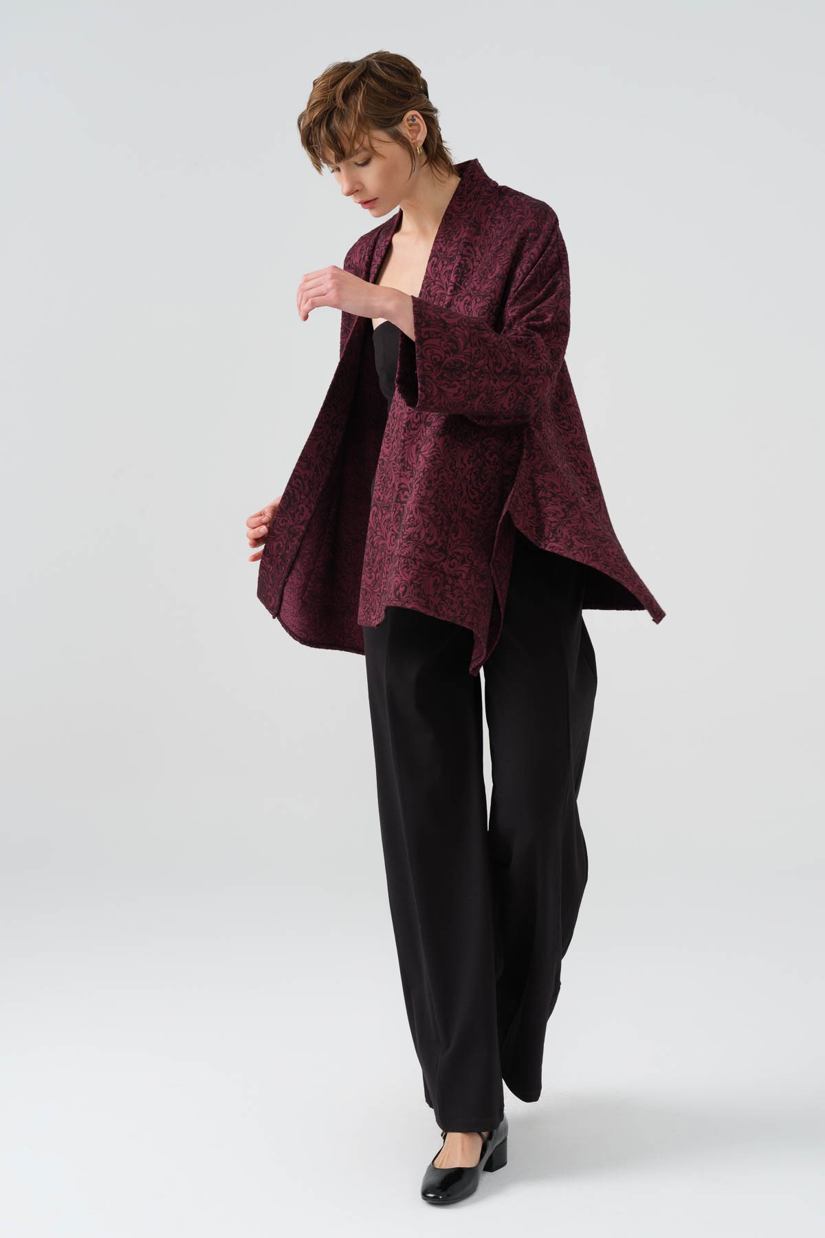 Burgundy  Patterned Jacket