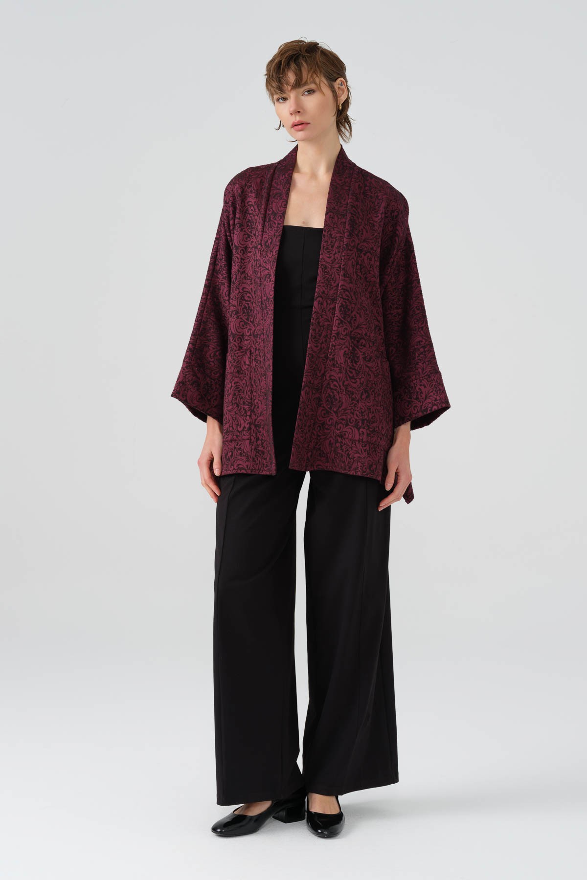 Burgundy  Patterned Jacket