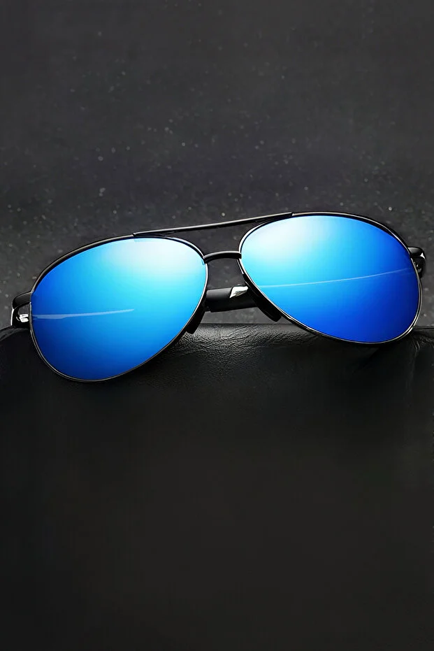 Aynalı Damla Polarize Gocciolare Unisex Polarize Mavi Aynalı Güneş Gözlüğü - Mavi