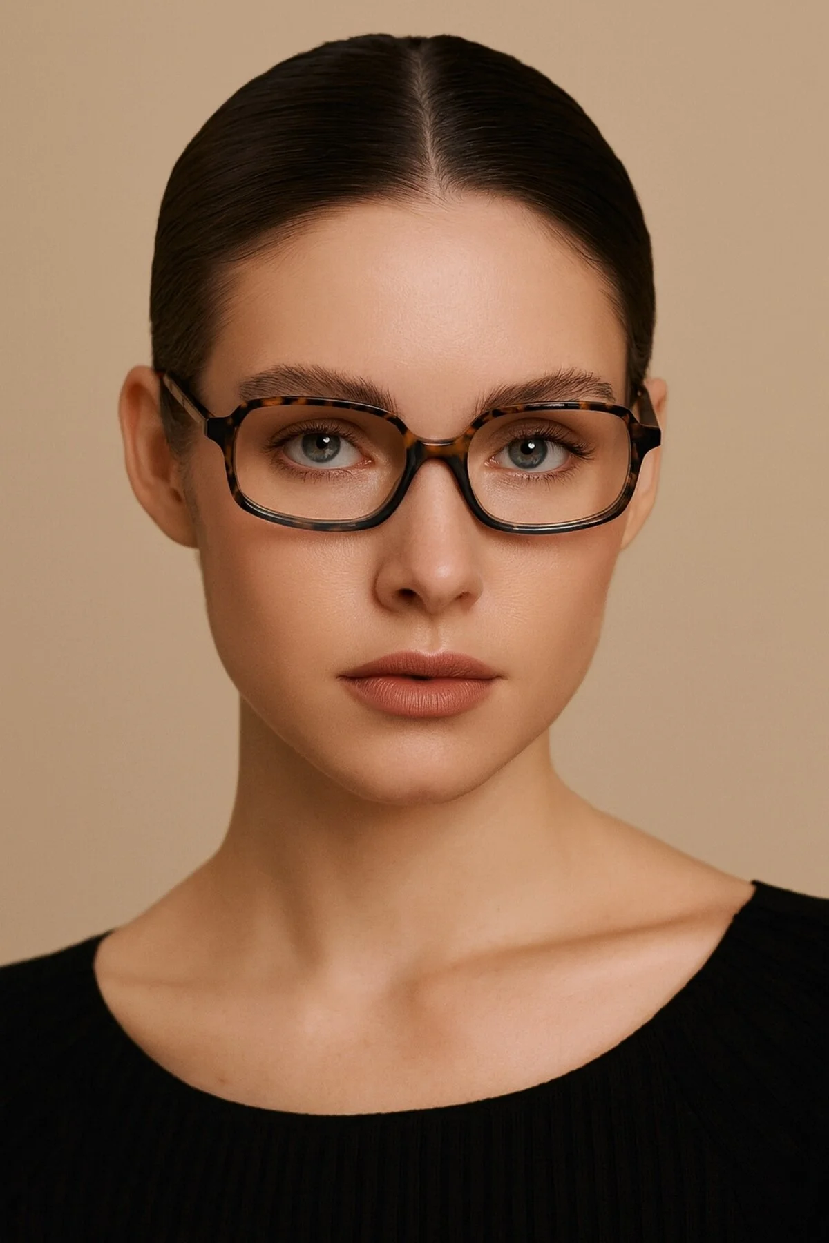  Oblamow Kare Dikdörtgen Unisex Leopar Şeffaf İmaj Gözlük