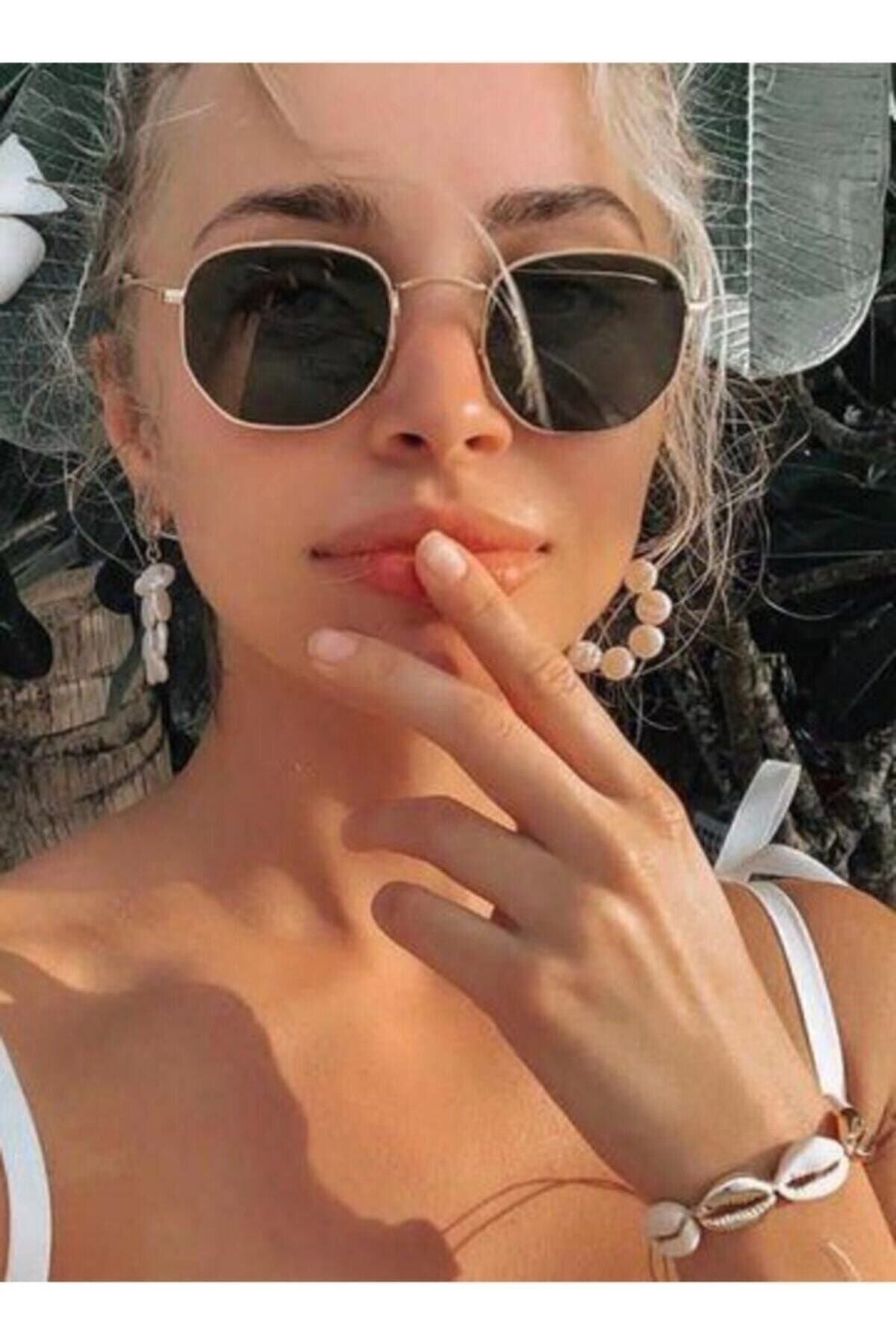 Beşgen  Metal Çerçeveli  Unisex Güneş Gözlüğü