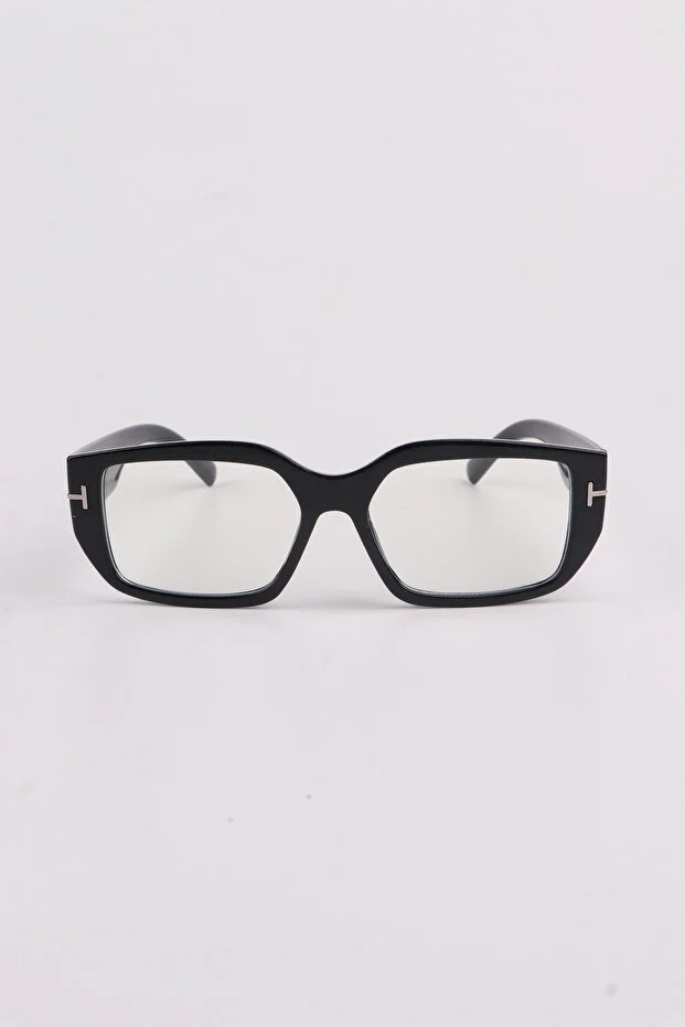 Caramello Vintage Dikdörtgen Şeffaf Blue Block Unisex Gözlük