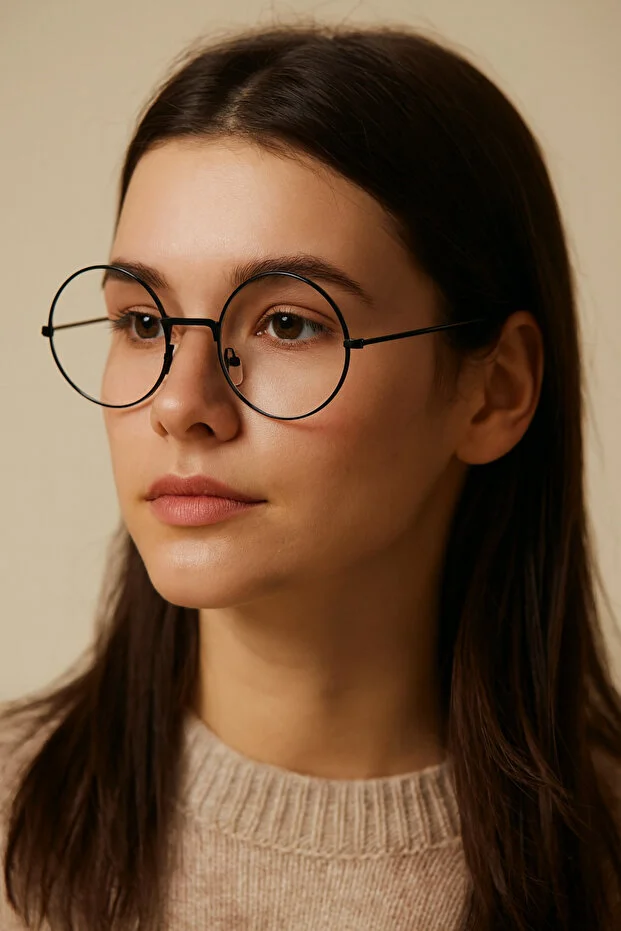 Harry Yuvarlak Blue Block Gözlük - Şeffaf / Siyah