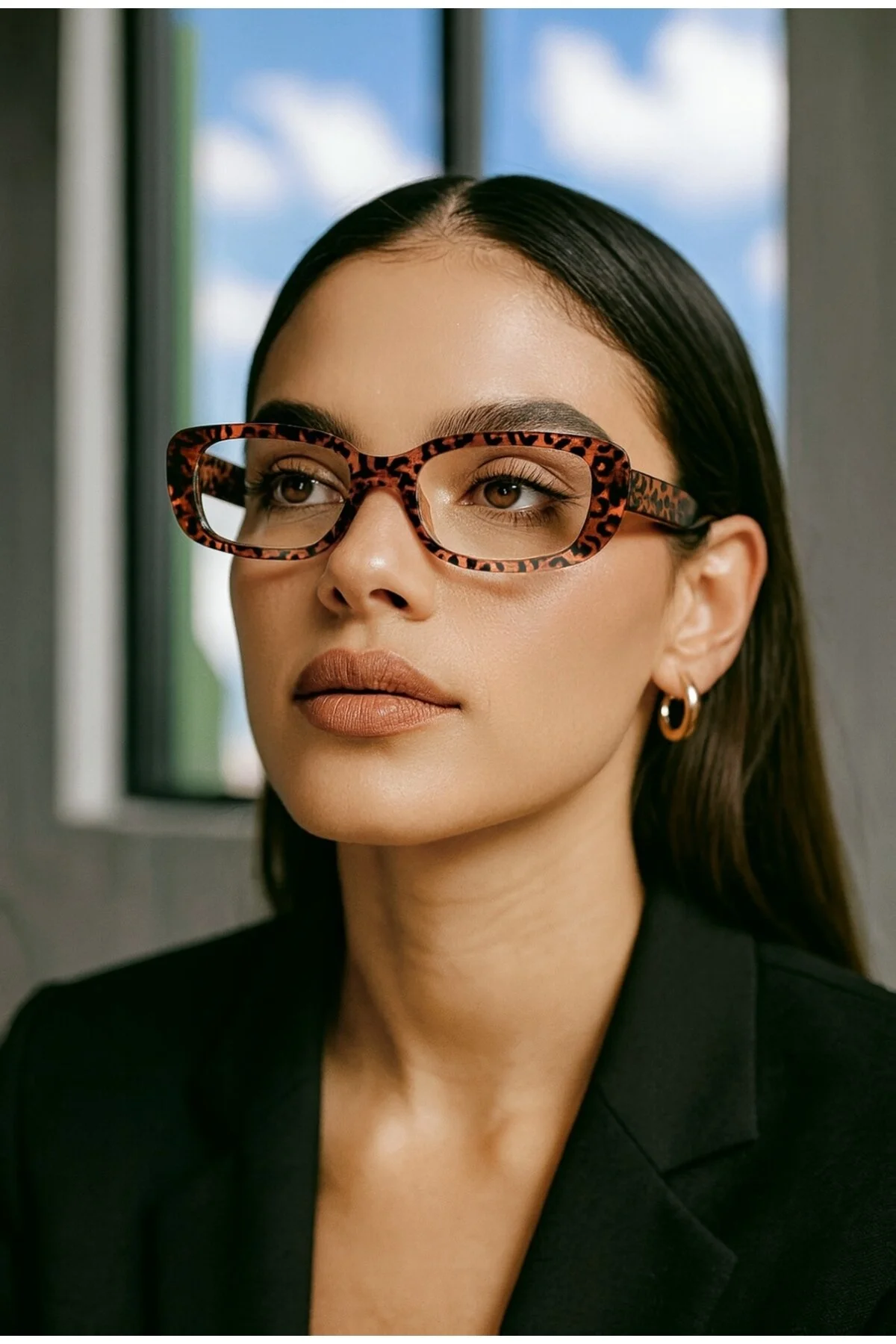 Badem Vintage Dikdörtgen Blue Block Gözlük