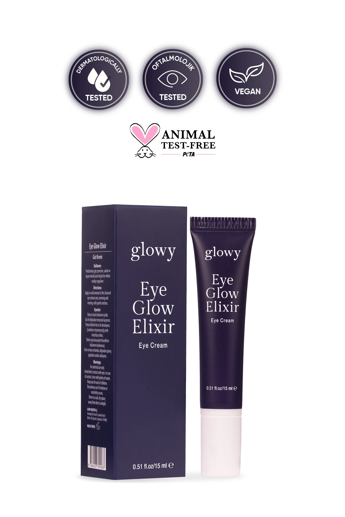 Eye Glow Elixir Koyu Halkalar, Torbalanma, İnce Çizgiler ve Yaşlanma Karşıtı Göz Kremi 15ml