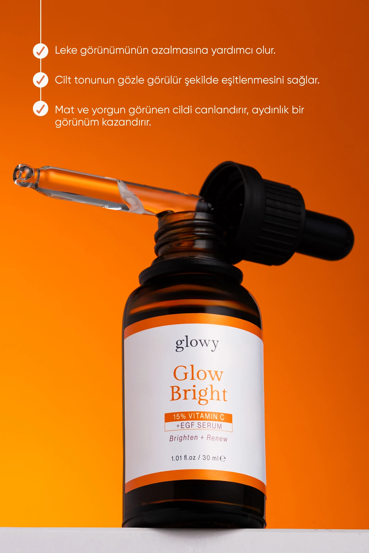 Glow Bright 15% C vitamini + EGF İçeren Aydınlatıcı Serum 30ml