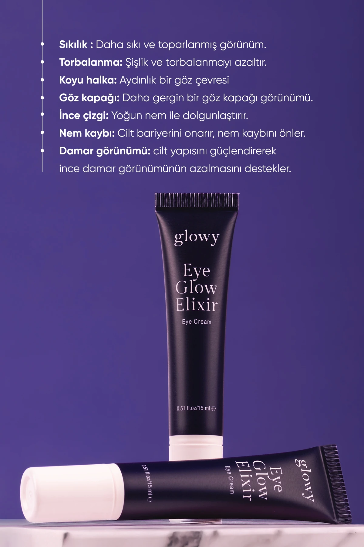 Eye Glow Elixir Koyu Halkalar, Torbalanma, İnce Çizgiler ve Yaşlanma Karşıtı Göz Kremi 15ml