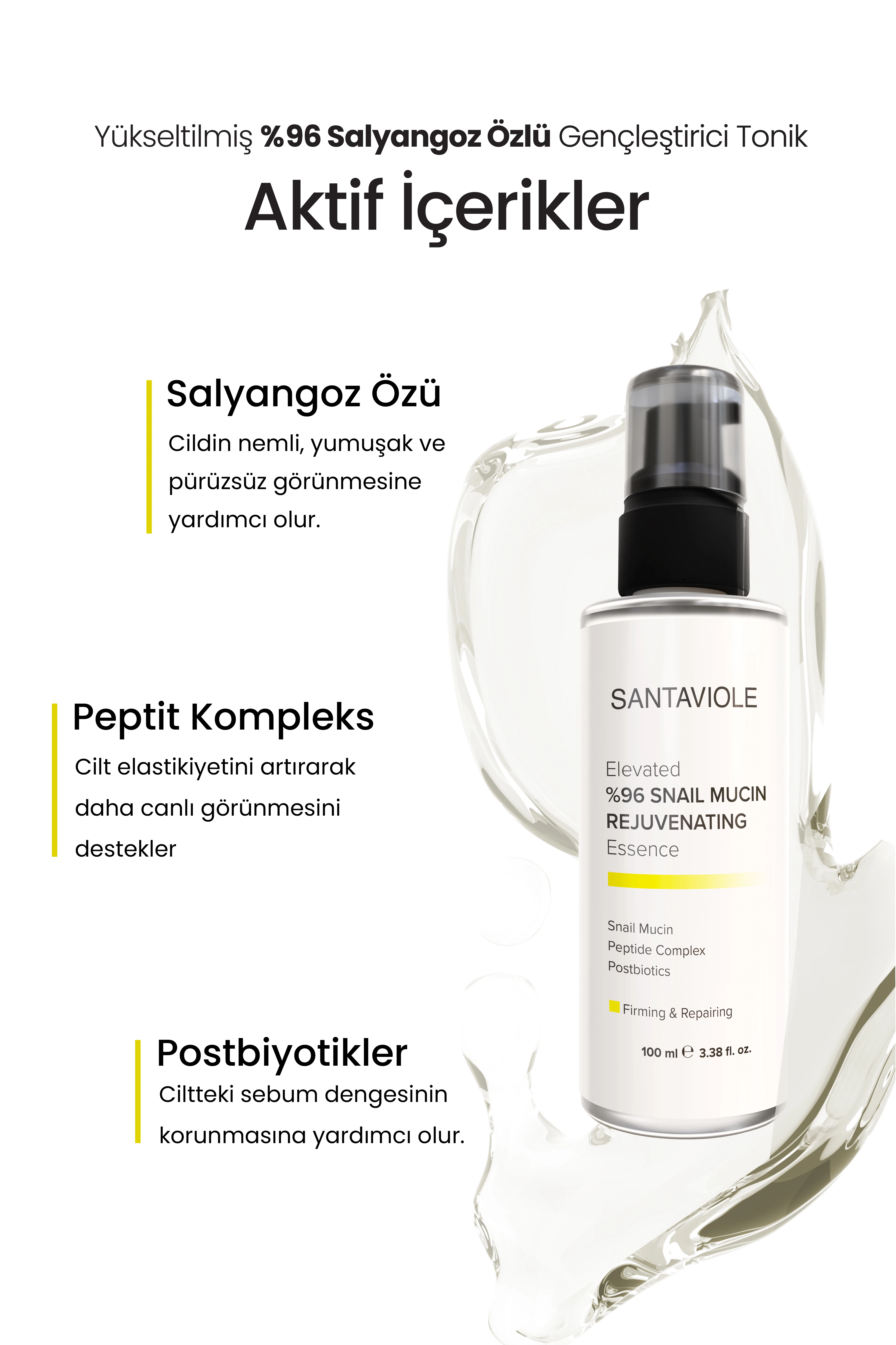 Yükseltilmiş %96 Salyangoz Özlü Gençleştirici Tonik