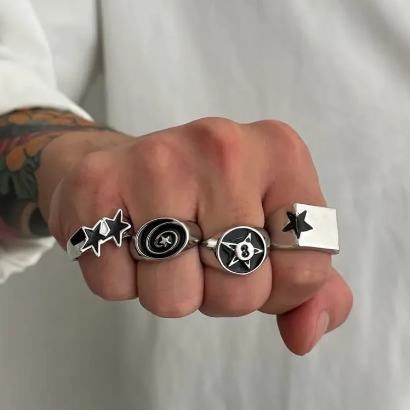 4 Adet Ayarlanabilir Y2k Yüzük