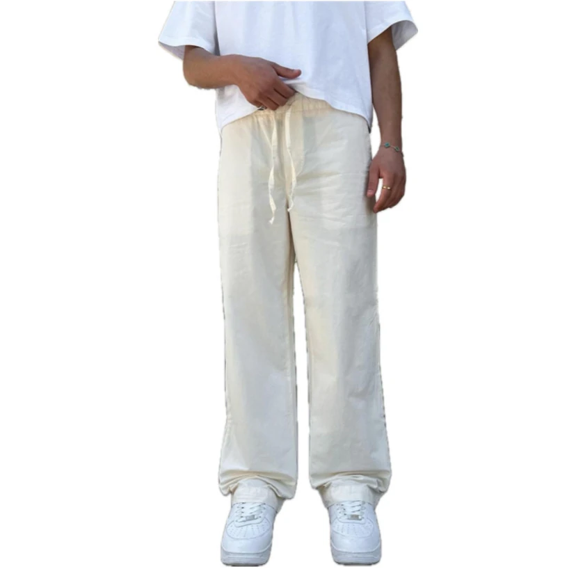 Krem Rengi Keten Pantolon