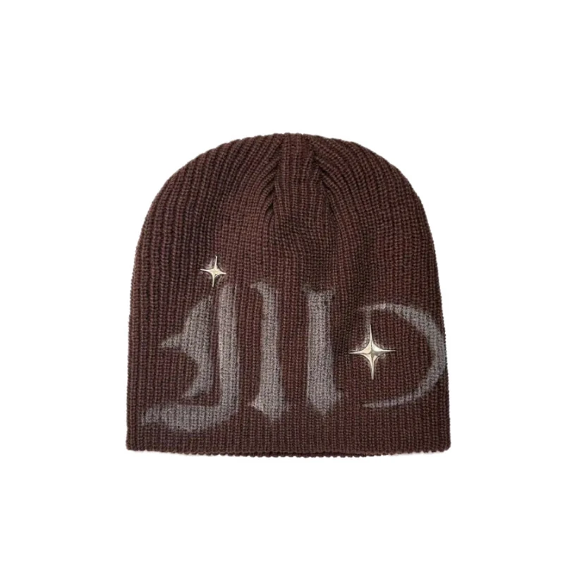 Premium Yıldız Detaylı Y2k Bere - Kahverengi