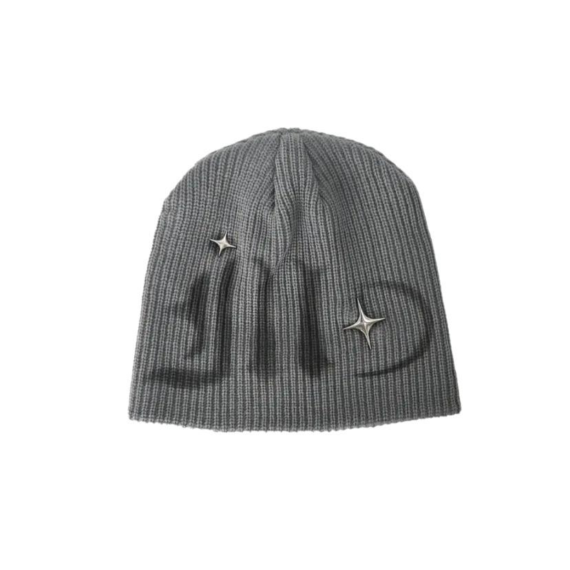 Premium Yıldız Detaylı Y2k Bere - Gri