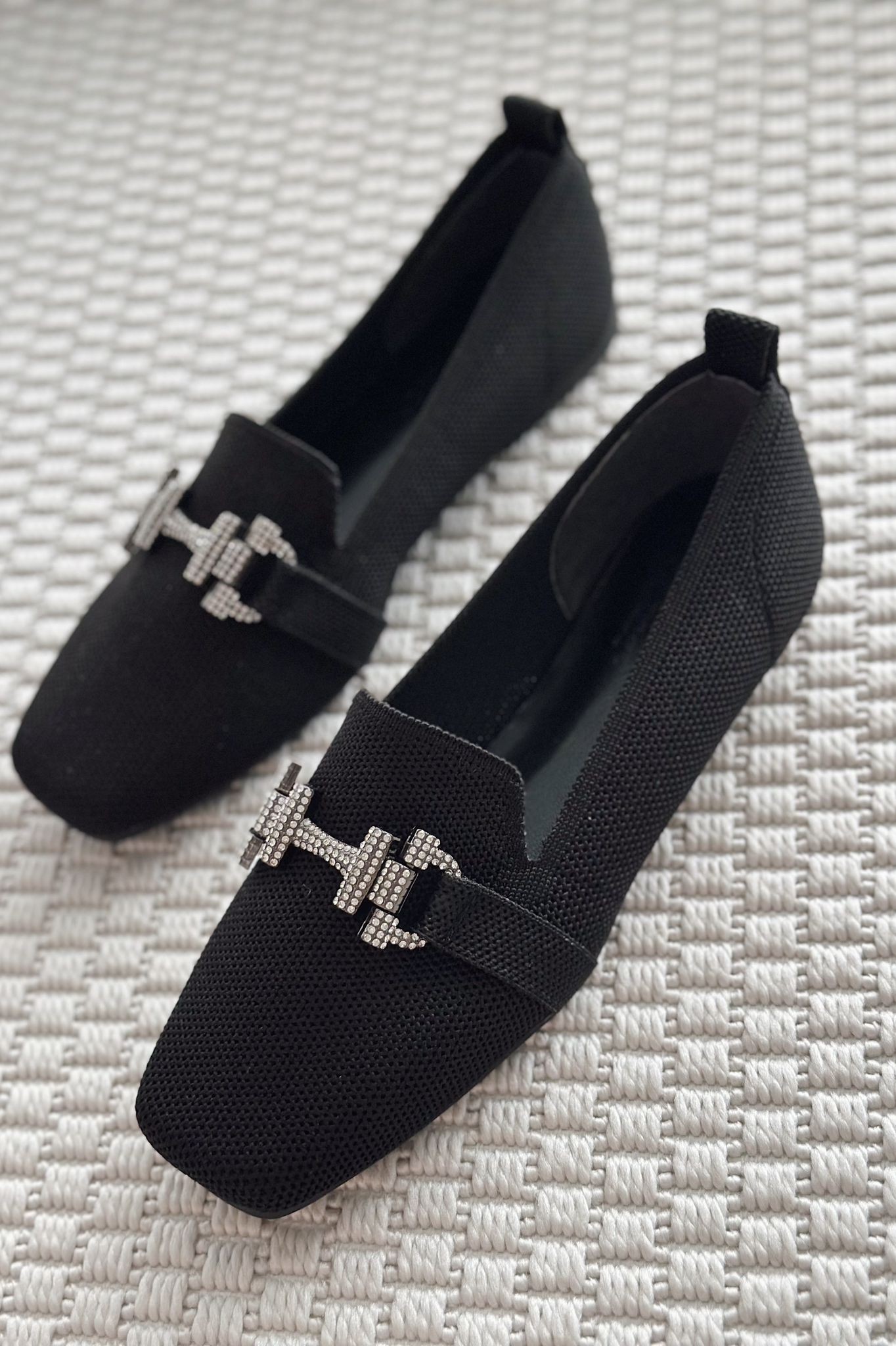 Coret Stone Buckle Detailed Women's Loafer Black