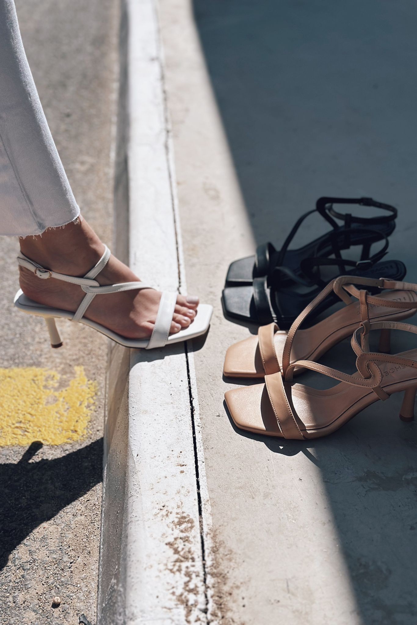 Perona Matte Leather Cross Strap Detail Heeled Shoes Nude