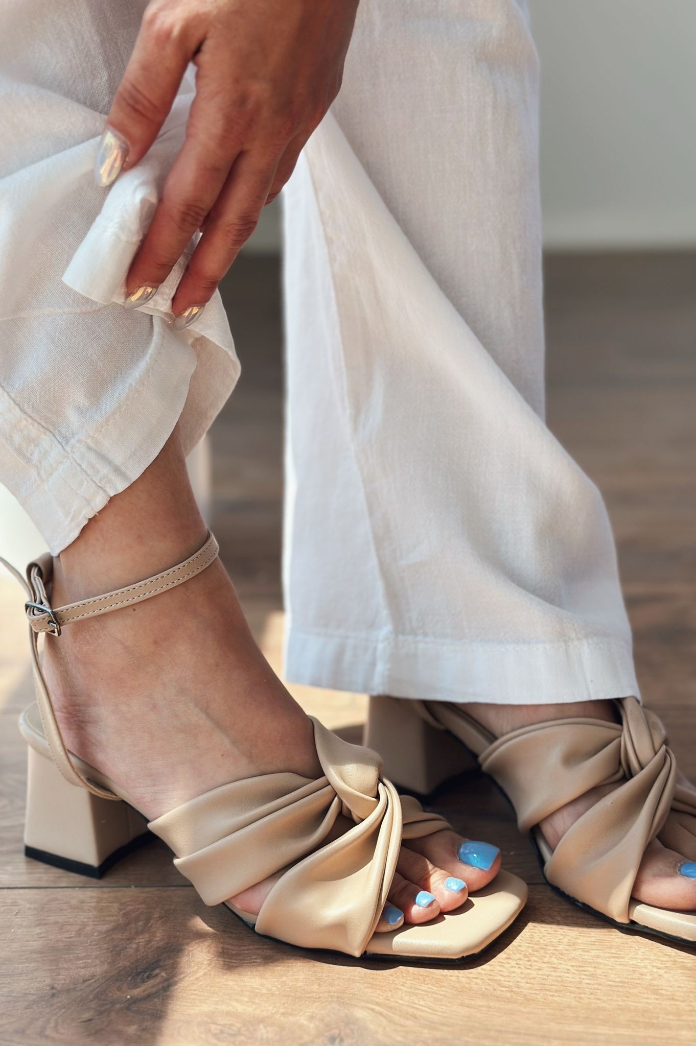 Casne Matte Leather Ankle-Strap Heels Nude