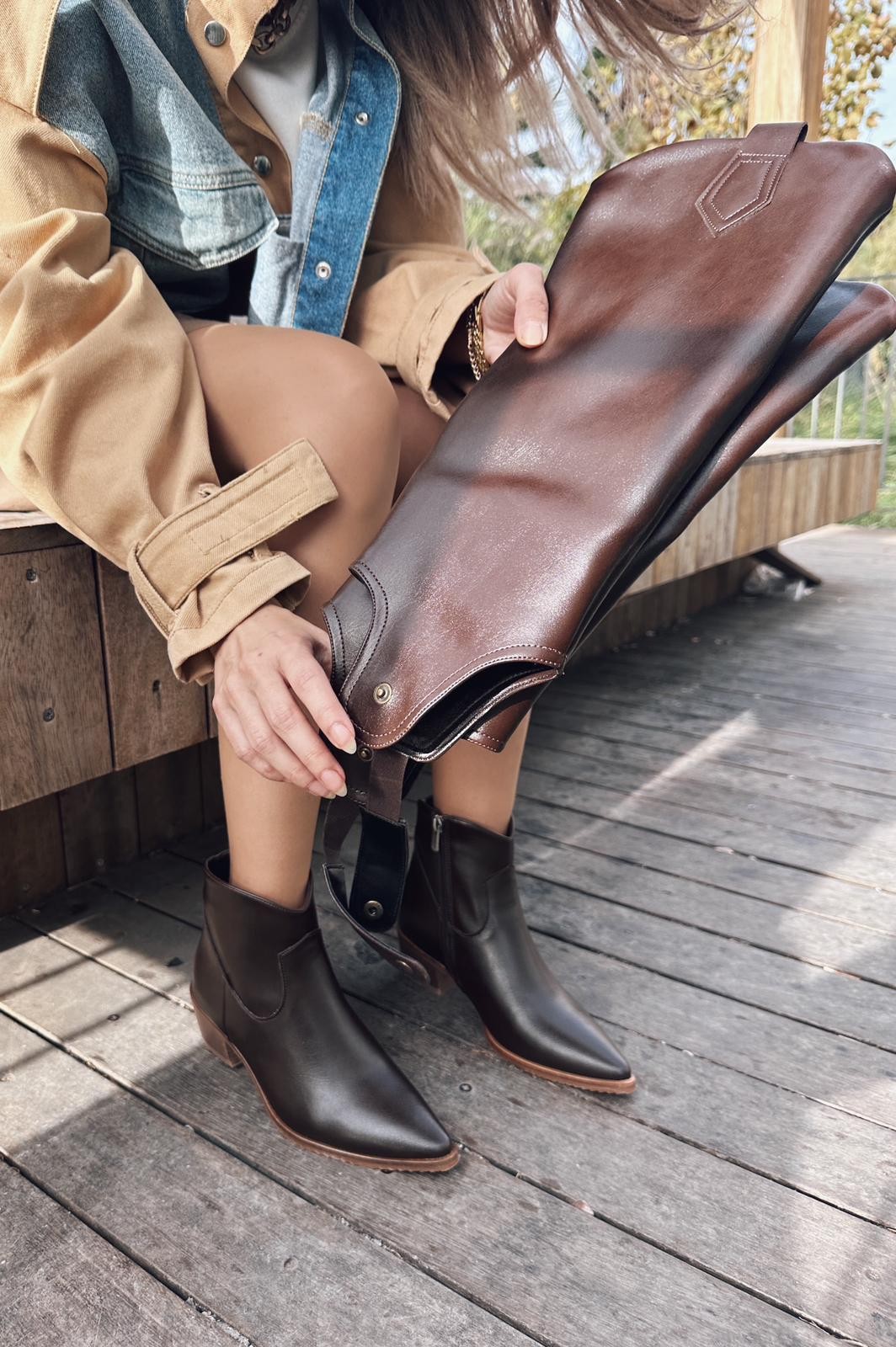 Morest Matte Leather Boots and Boots Bitter Brown