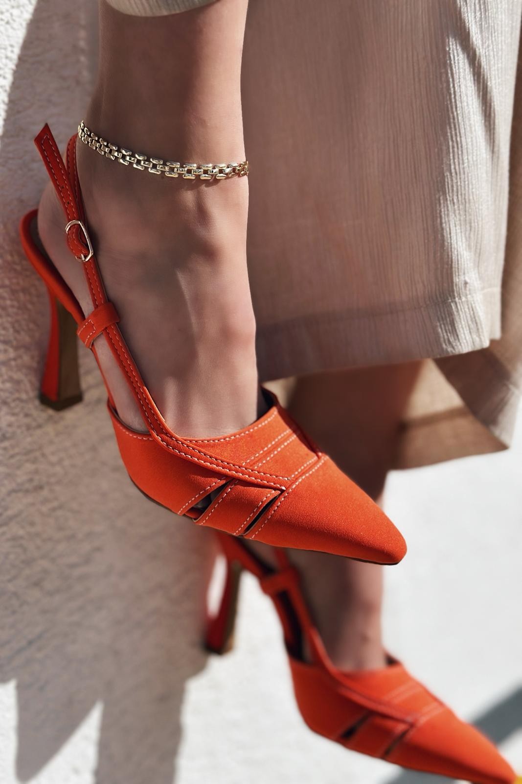 Loricel Nubuck High Heel Stiletto Orange