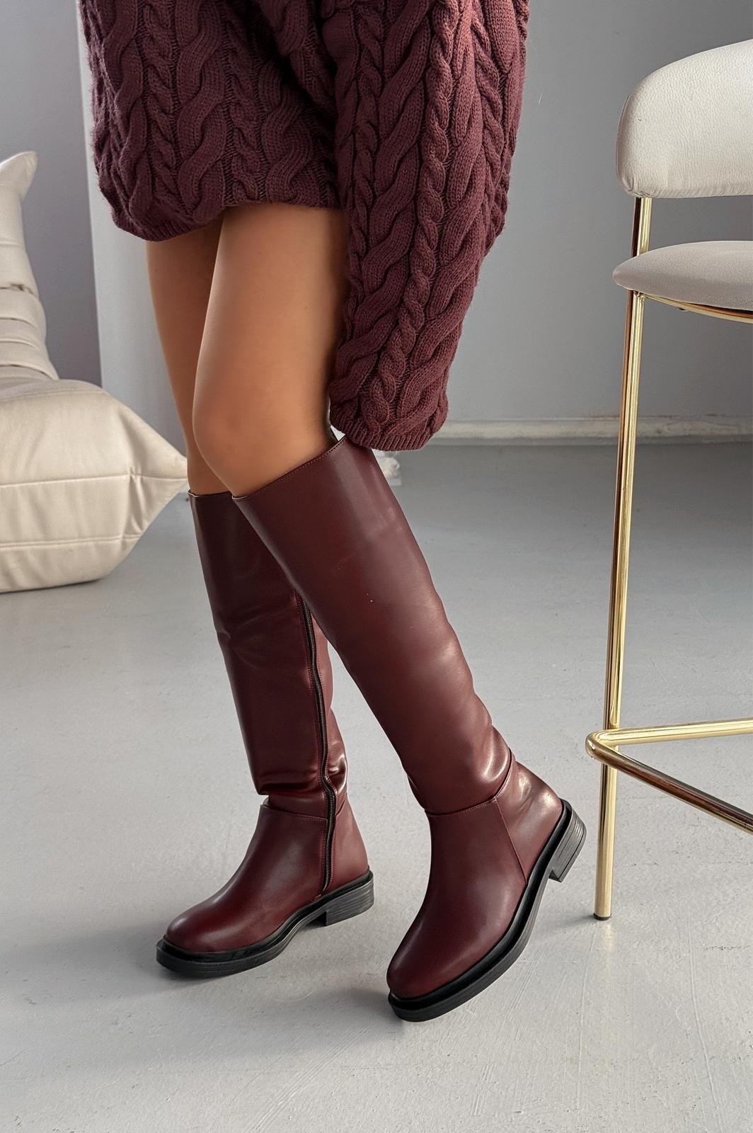 Zantra Burgundy Zipper Women's Boots